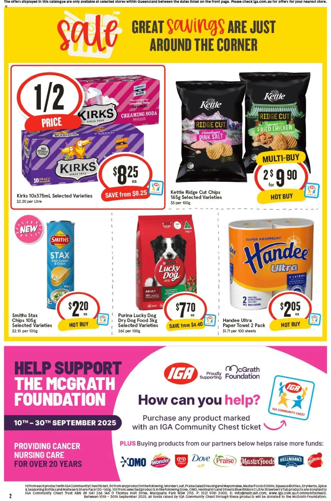IGA catalogue - valid from 17.09.2025 | Page: 2 | Products: Sour cream, Chips, Dog food, Kettle