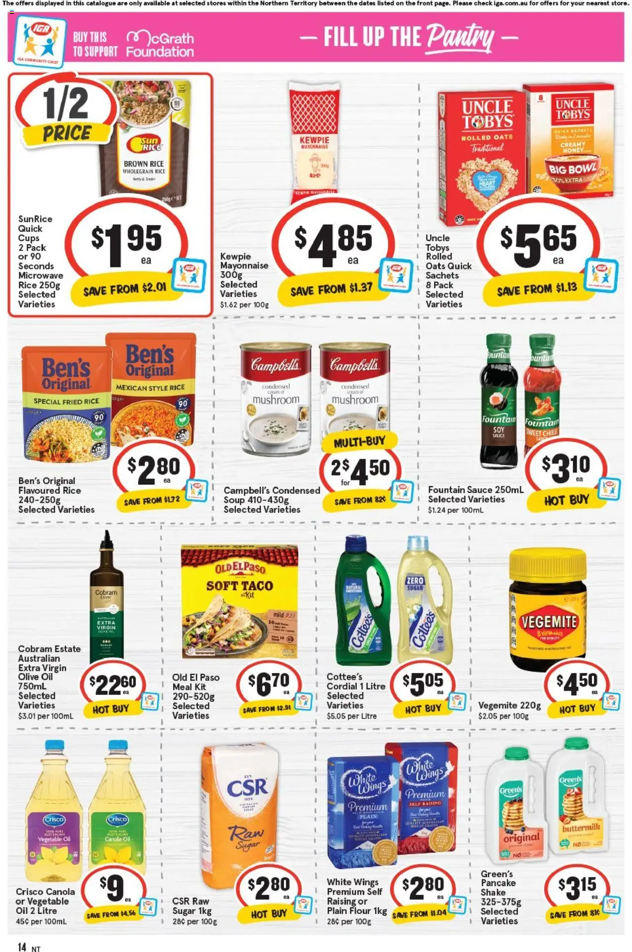 IGA catalogue - valid from 17.09.2025 | Page: 10 | Products: Oats, Sugar, Soup, Foundation