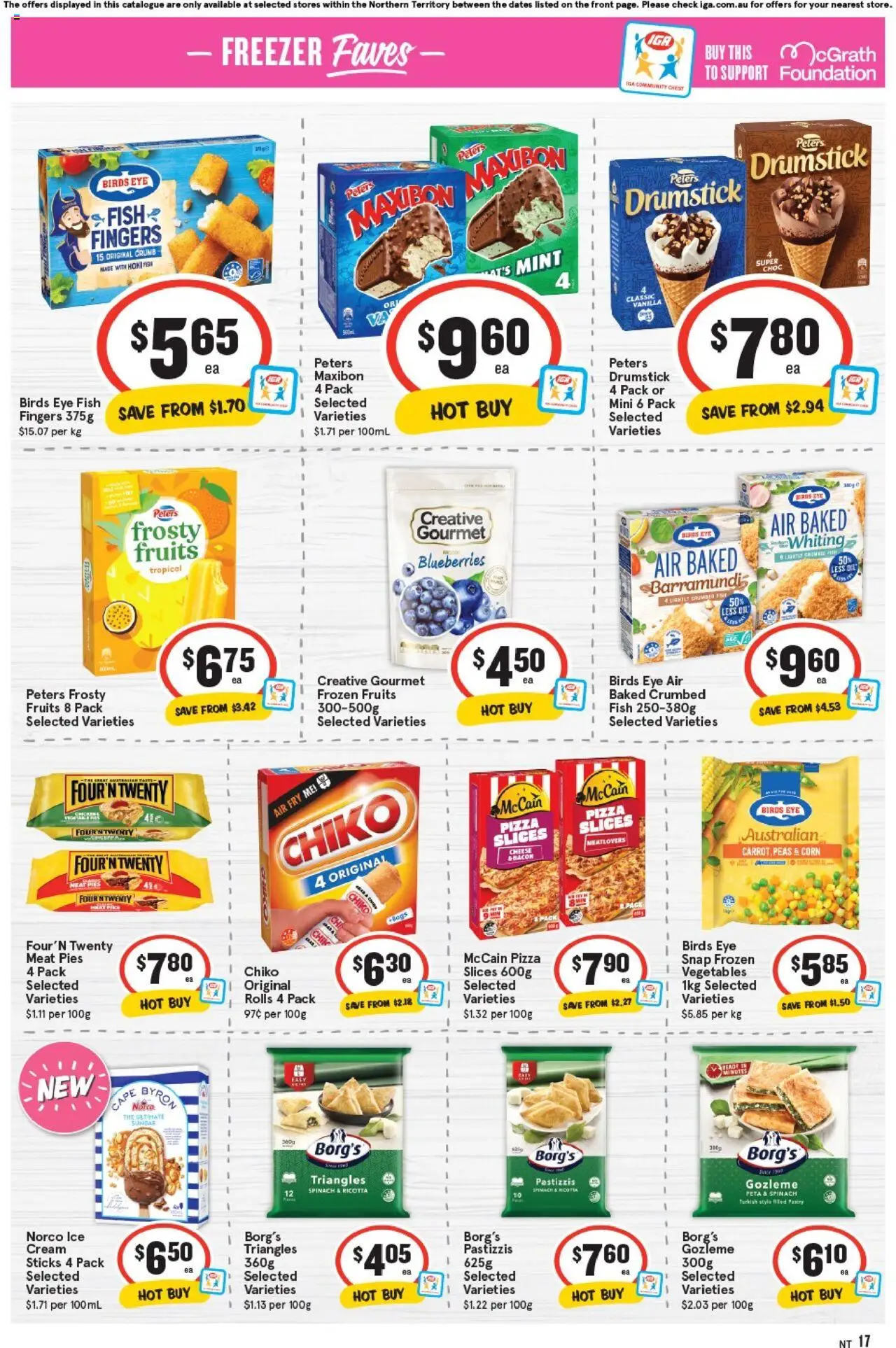 IGA catalogue - valid from 17.09.2025 | Page: 13 | Products: Pizza, Meat, Cream, Freezer