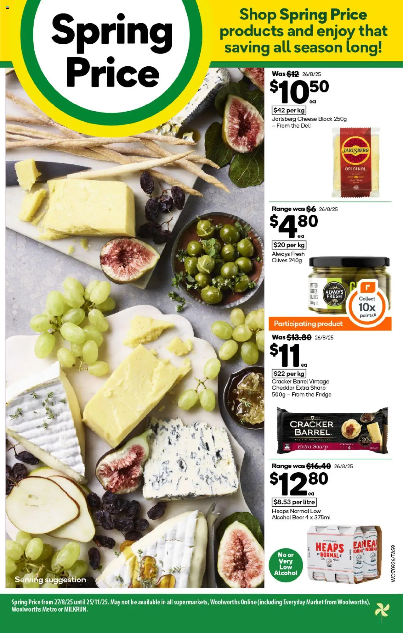 Woolworths catalogue - valid from 17.09.2025 | Page: 9 | Products: Cheese, Beer, Olives, Fridge