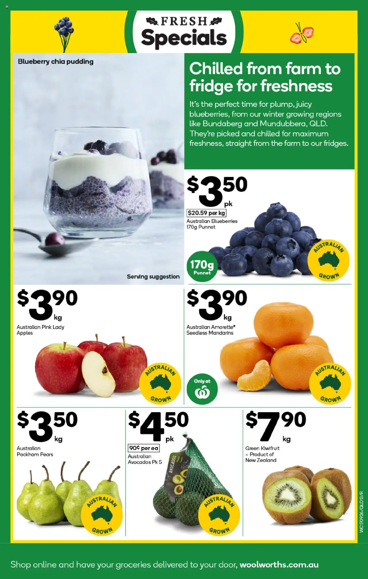 Woolworths catalogue - valid from 17.09.2025 | Page: 13 | Products: Kiwifruit, Mandarins, Blueberries, Fridge
