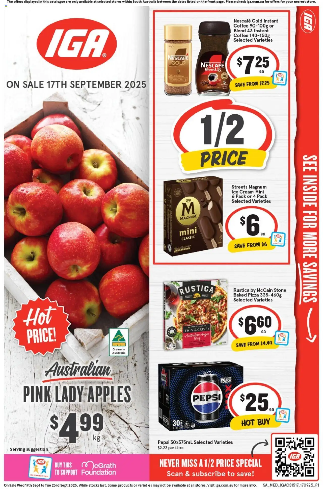 IGA catalogue - valid from 17.09.2025 | Page: 1 | Products: Coffee, Ice cream, Nescafe, Foundation