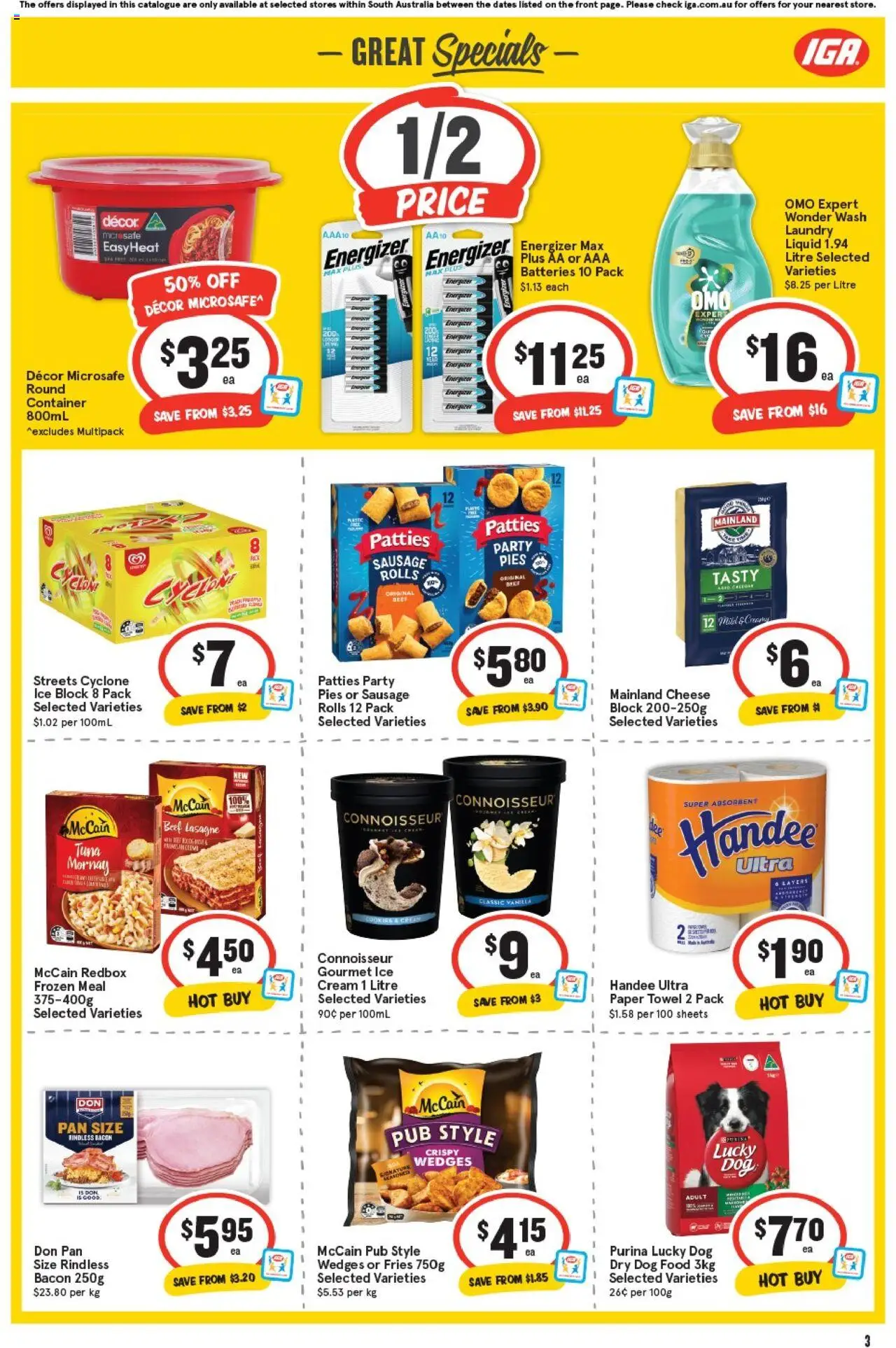IGA catalogue - valid from 17.09.2025 | Page: 3 | Products: Beef, Dog food, Batteries, Laundry