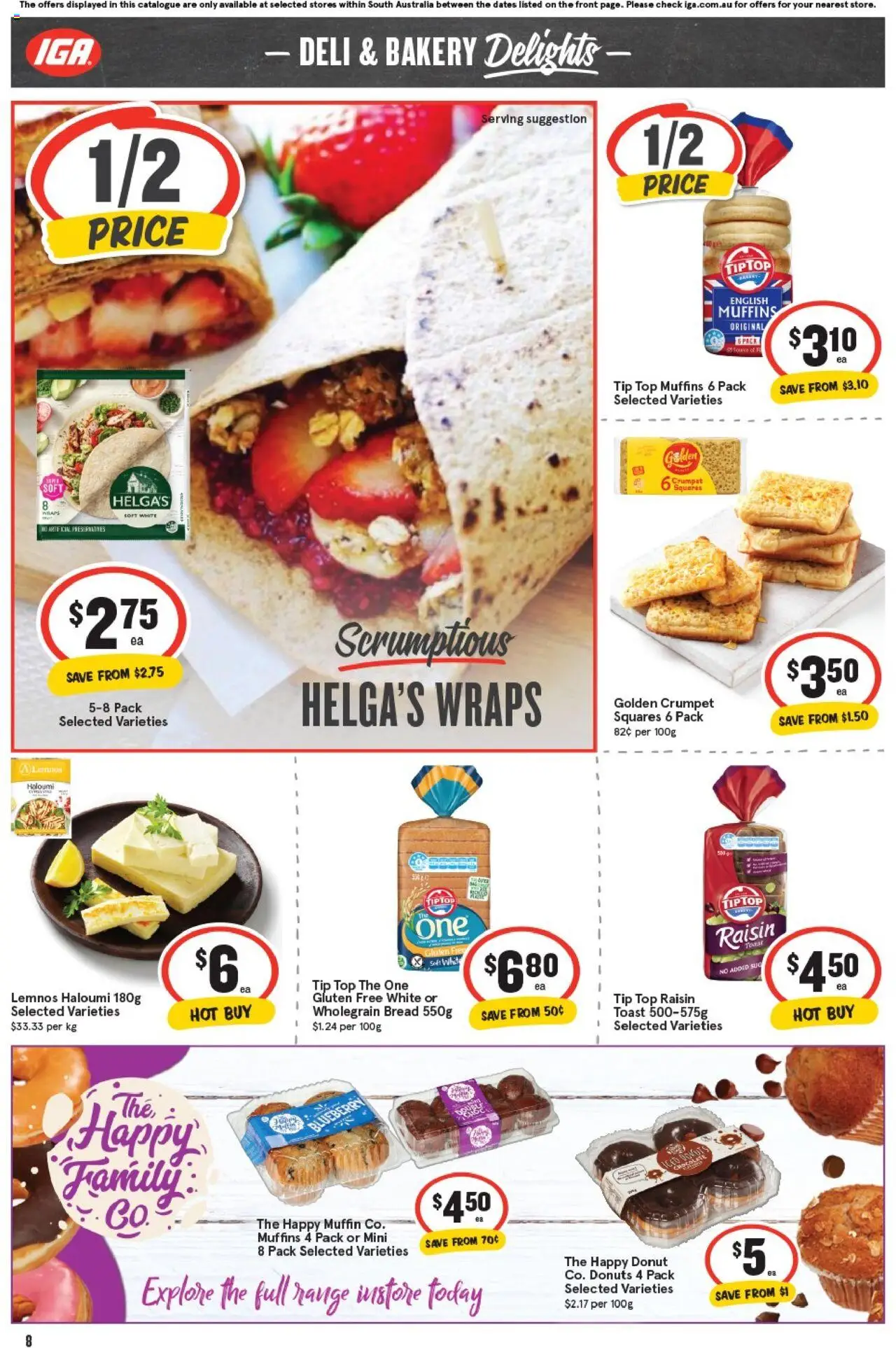 IGA catalogue - valid from 17.09.2025 | Page: 8 | Products: Donuts, Bread, Chocolate, Muffins
