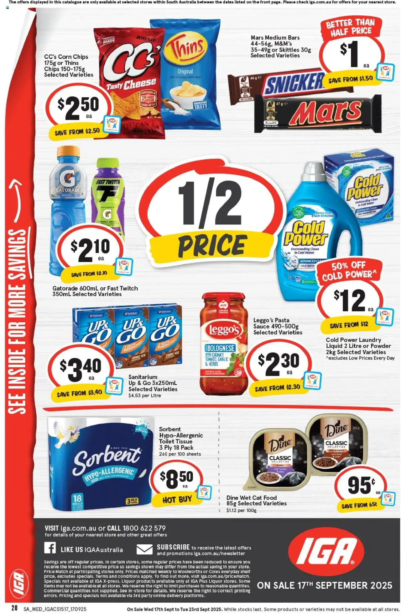 IGA catalogue - valid from 17.09.2025 | Page: 16 | Products: Shelf, Cheese, Chips, Laundry