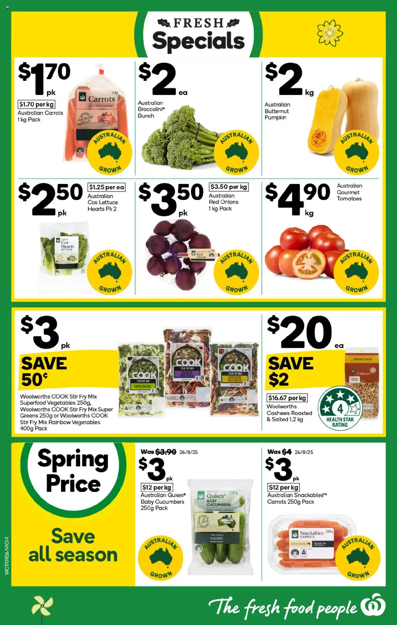 Woolworths catalogue - valid from 17.09.2025 | Page: 14 | Products: Lettuce, Carrots, Greens, Pumpkin