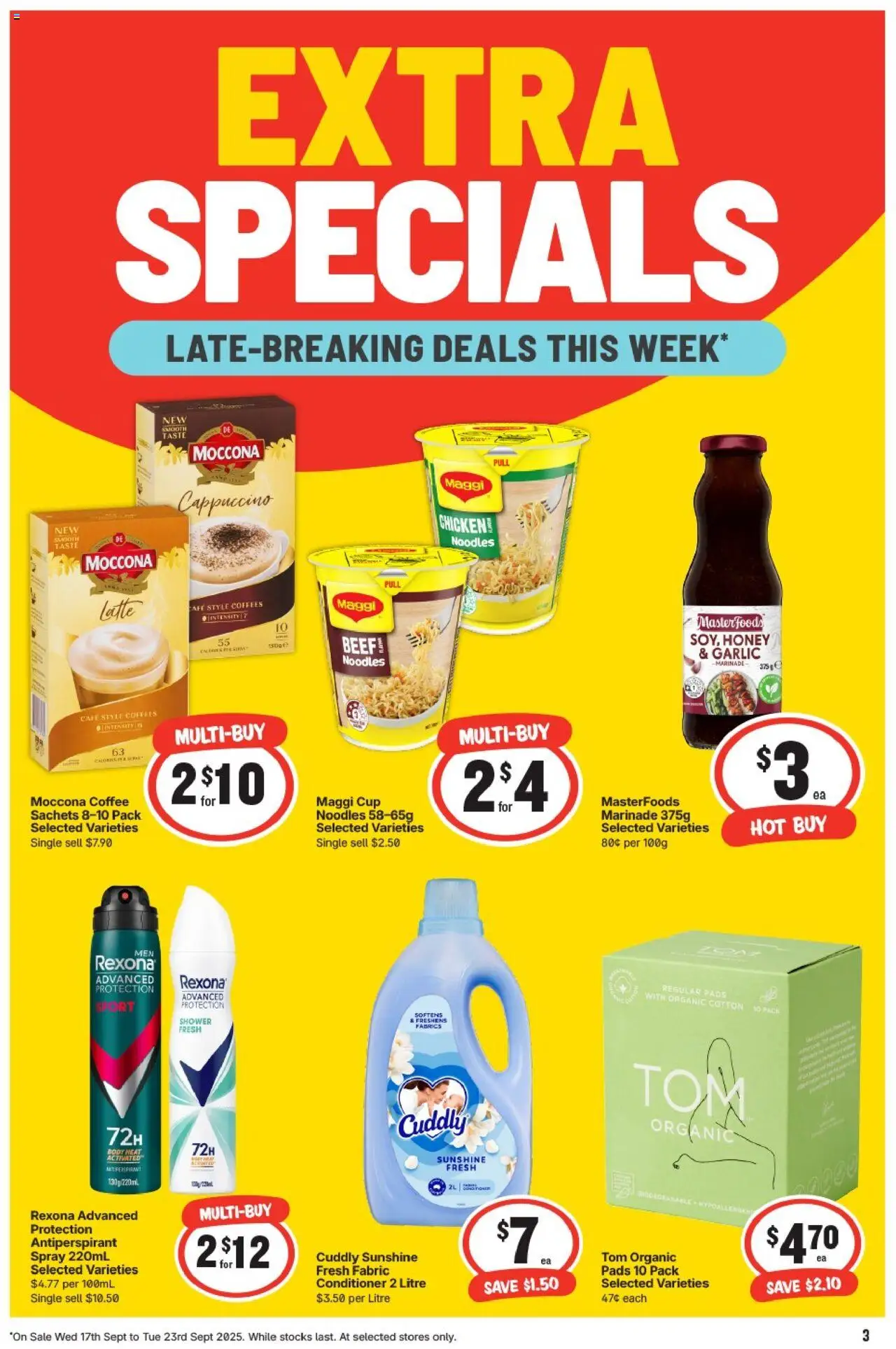 IGA catalogue - valid from 17.09.2025 | Page: 3 | Products: Conditioner, Chicken, Antiperspirant, Moccona