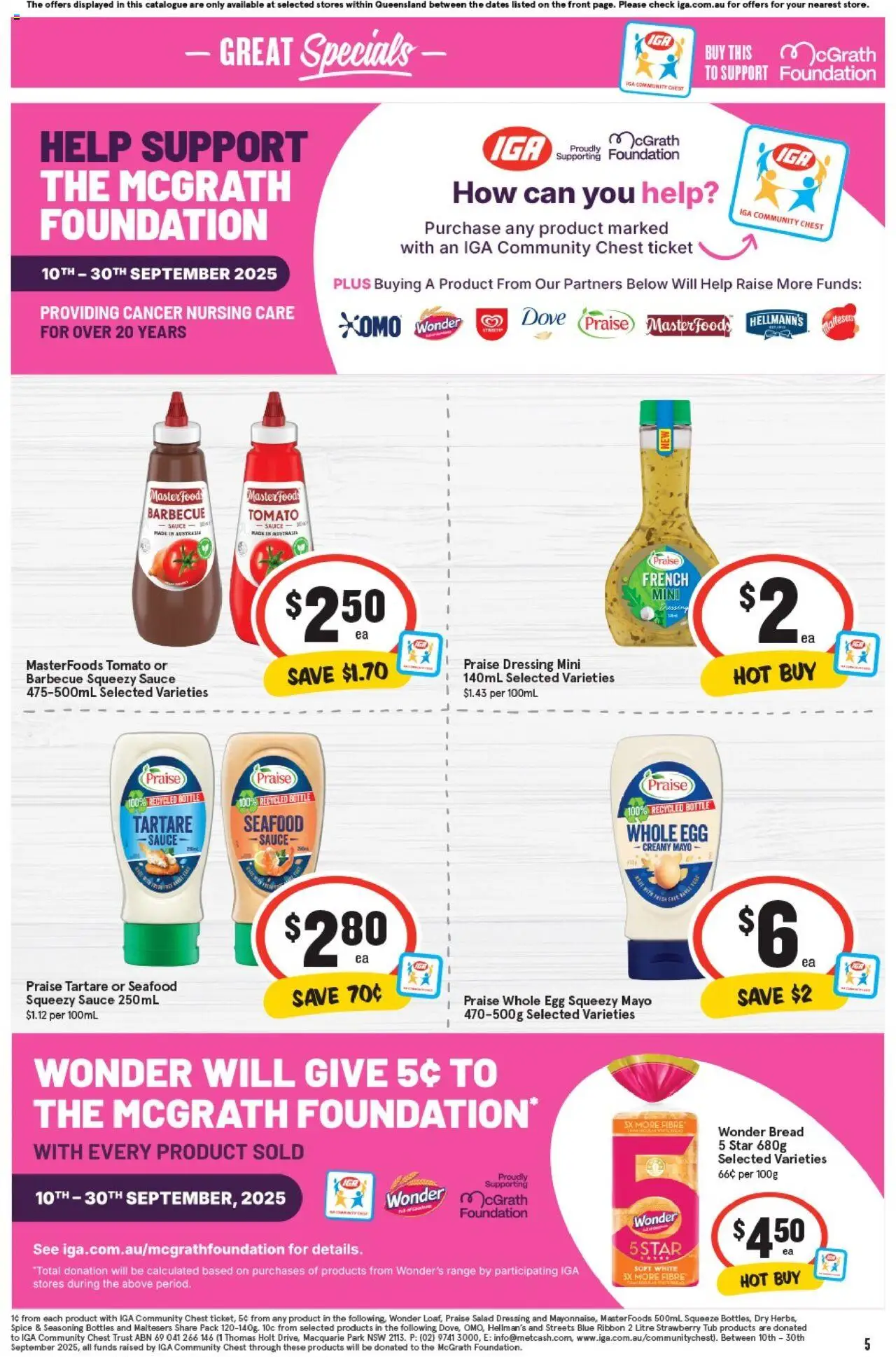 IGA catalogue - valid from 17.09.2025 | Page: 8 | Products: Bread, Salad, Sauce, Foundation