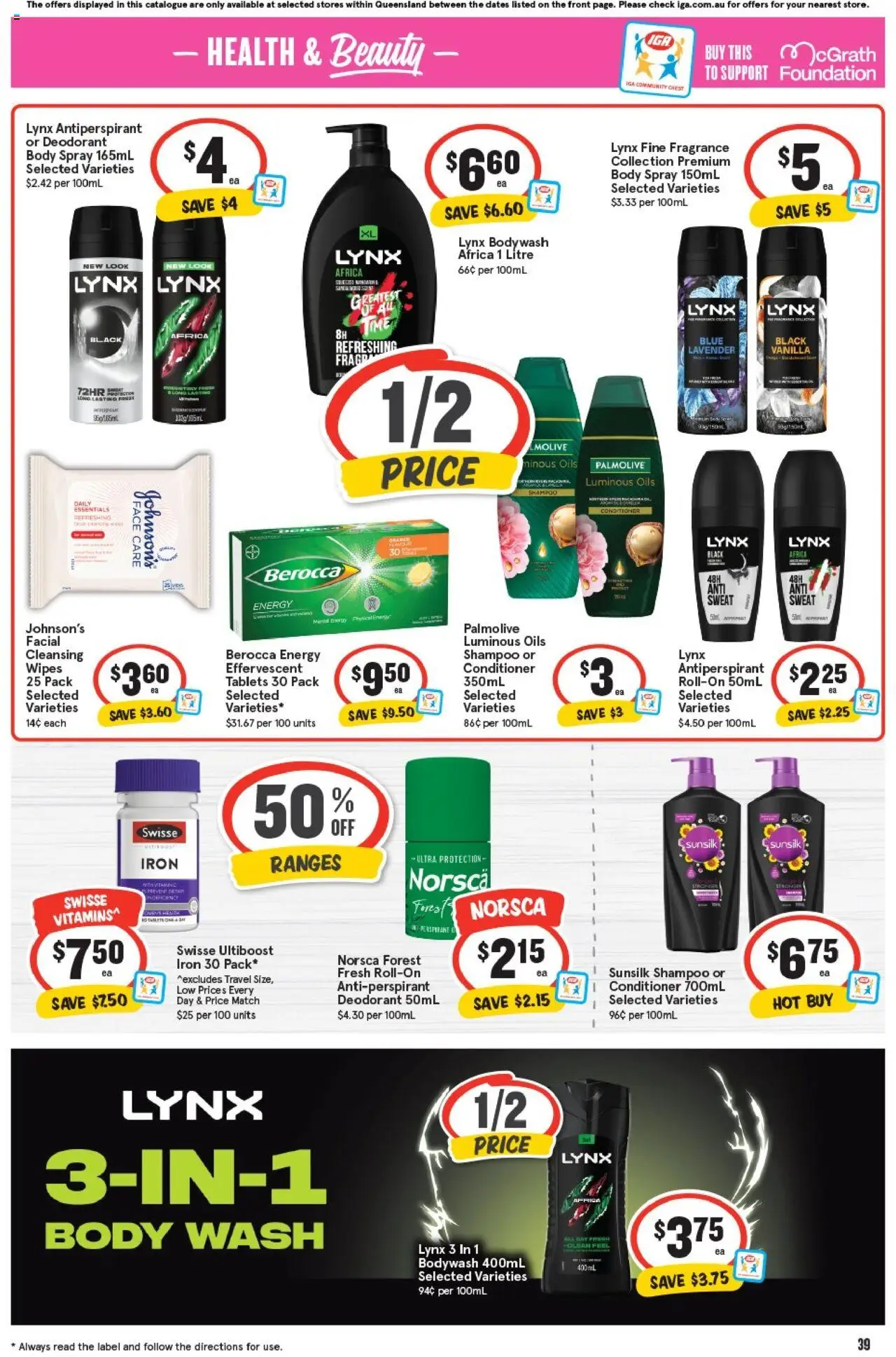 IGA catalogue - valid from 17.09.2025 | Page: 38 | Products: Shampoo, Conditioner, Deodorant, Iron
