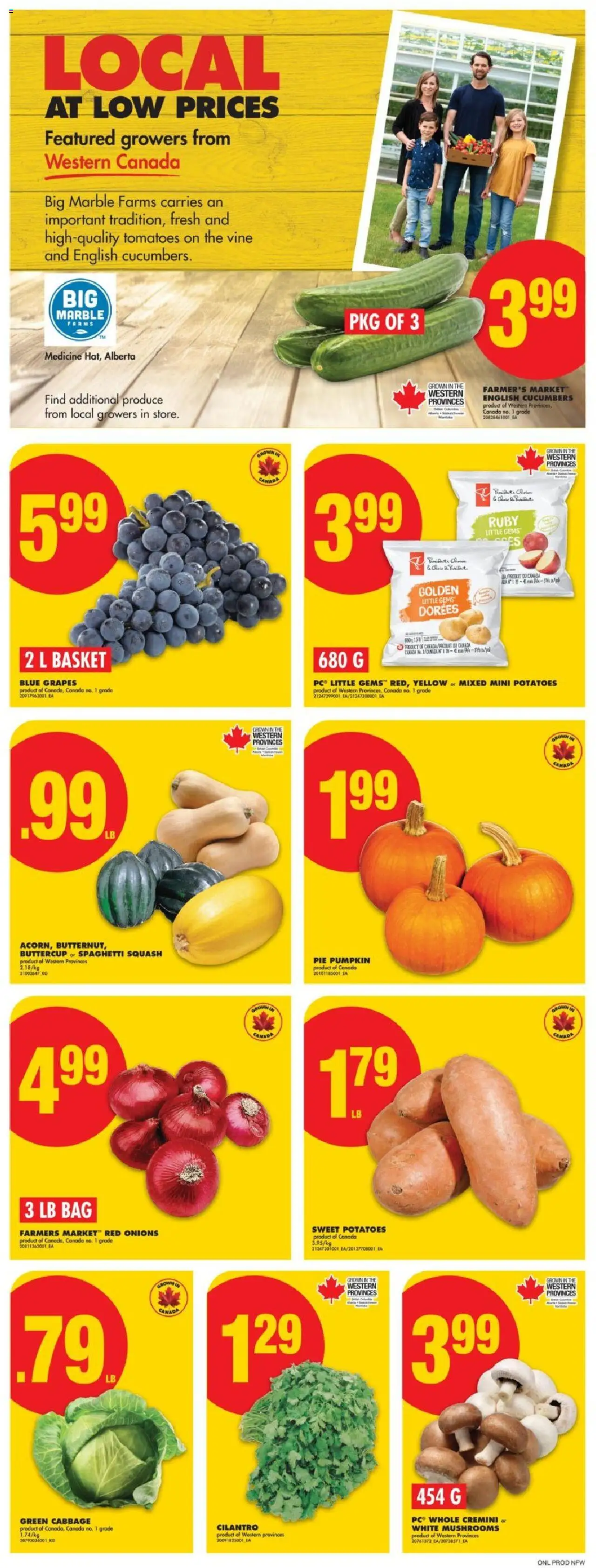 No Frills flyer valid from 18.09.2025 | Page: 3 | Products: Cucumbers, PC, Potatoes, Pumpkin