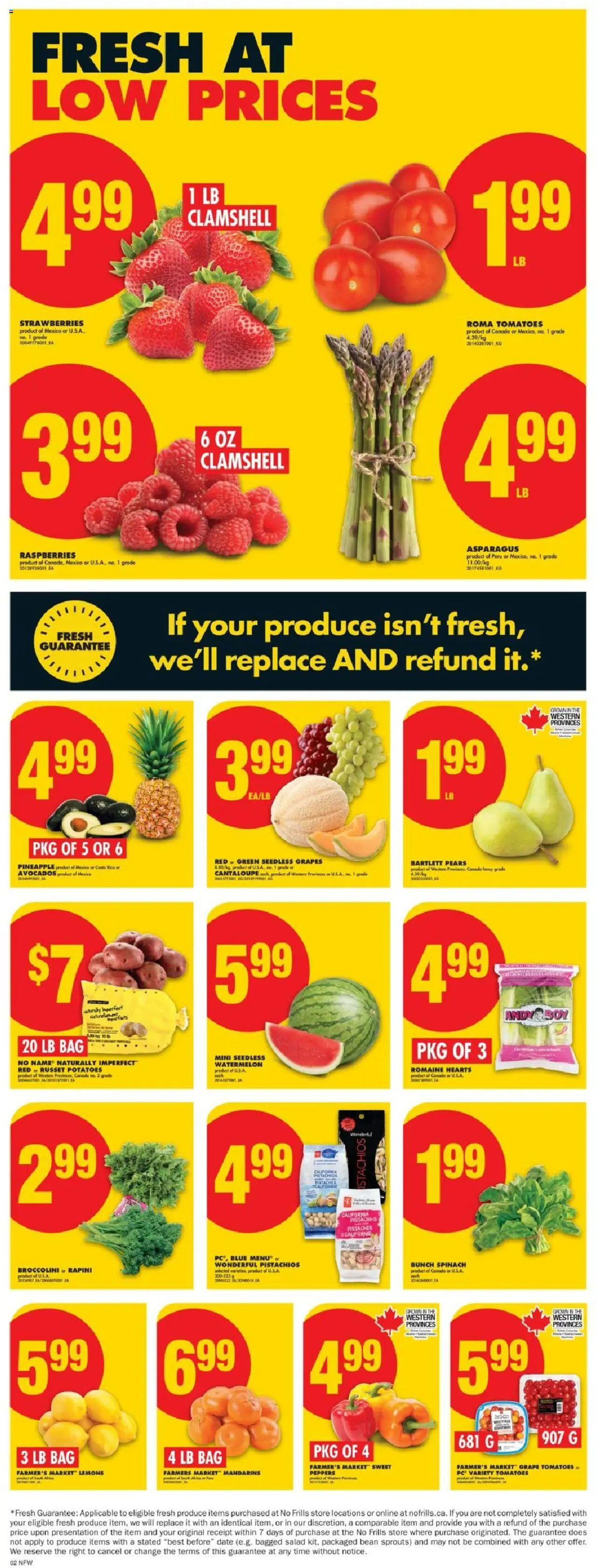 No Frills flyer valid from 18.09.2025 | Page: 4 | Products: Pineapple, Strawberries, Salad, Bag
