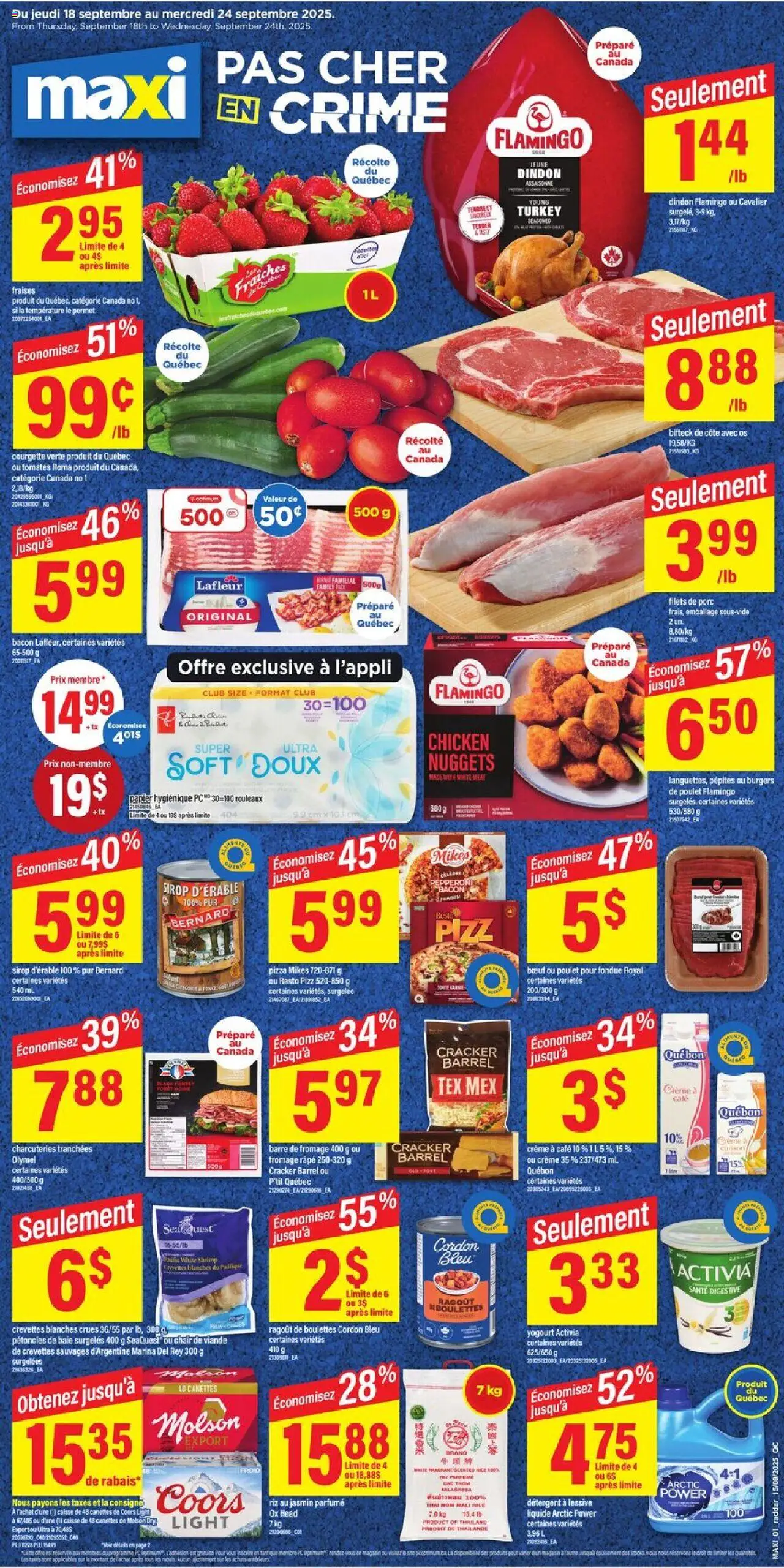 Maxi flyer valid from 18.09.2025 | Page: 1 | Products: Rice, Detergent, Chair, Chicken
