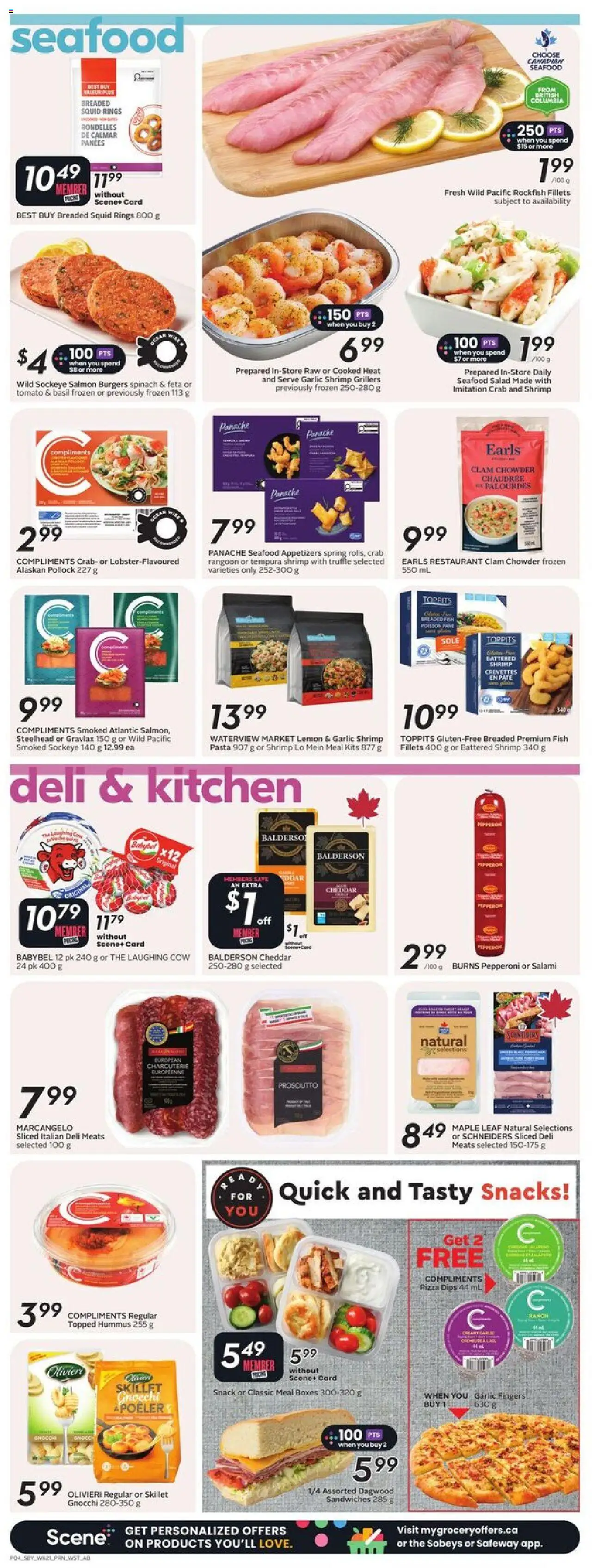 Sobeys flyer valid from 18.09.2025 | Page: 7 | Products: Fish, Pasta, Salad, Salami