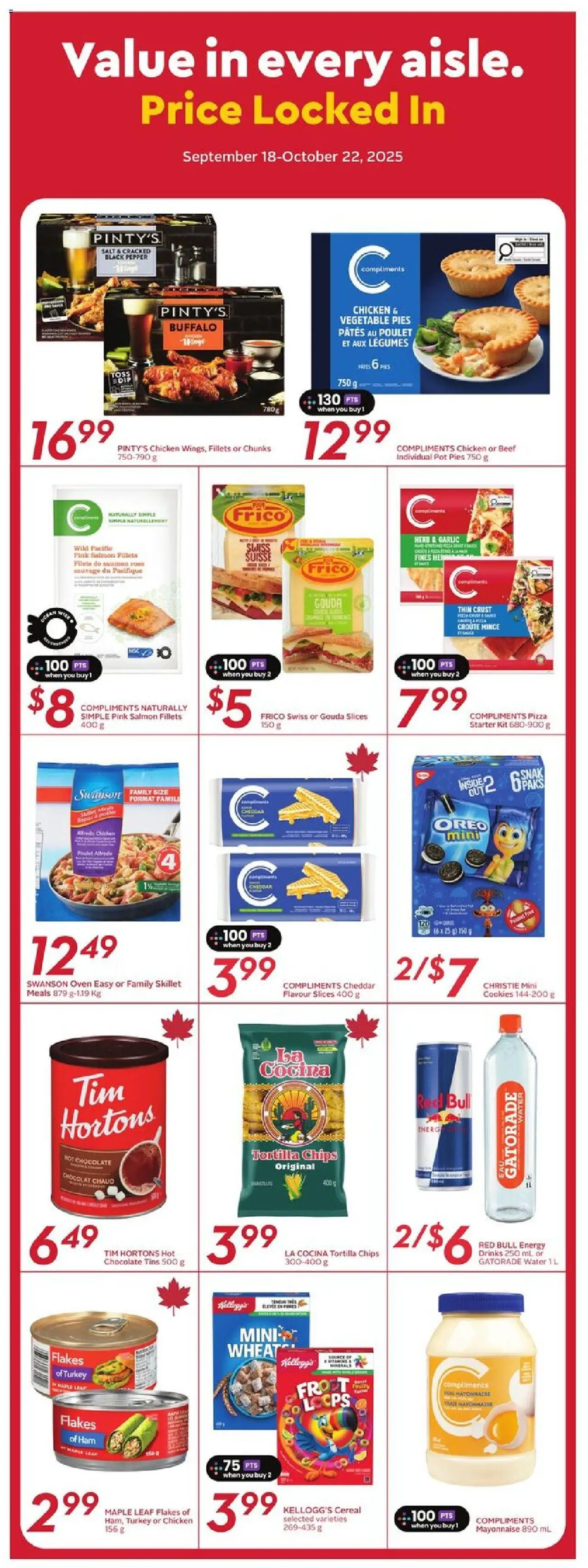 Sobeys flyer valid from 18.09.2025 | Page: 9 | Products: Oven, Ham, Pizza, Chicken