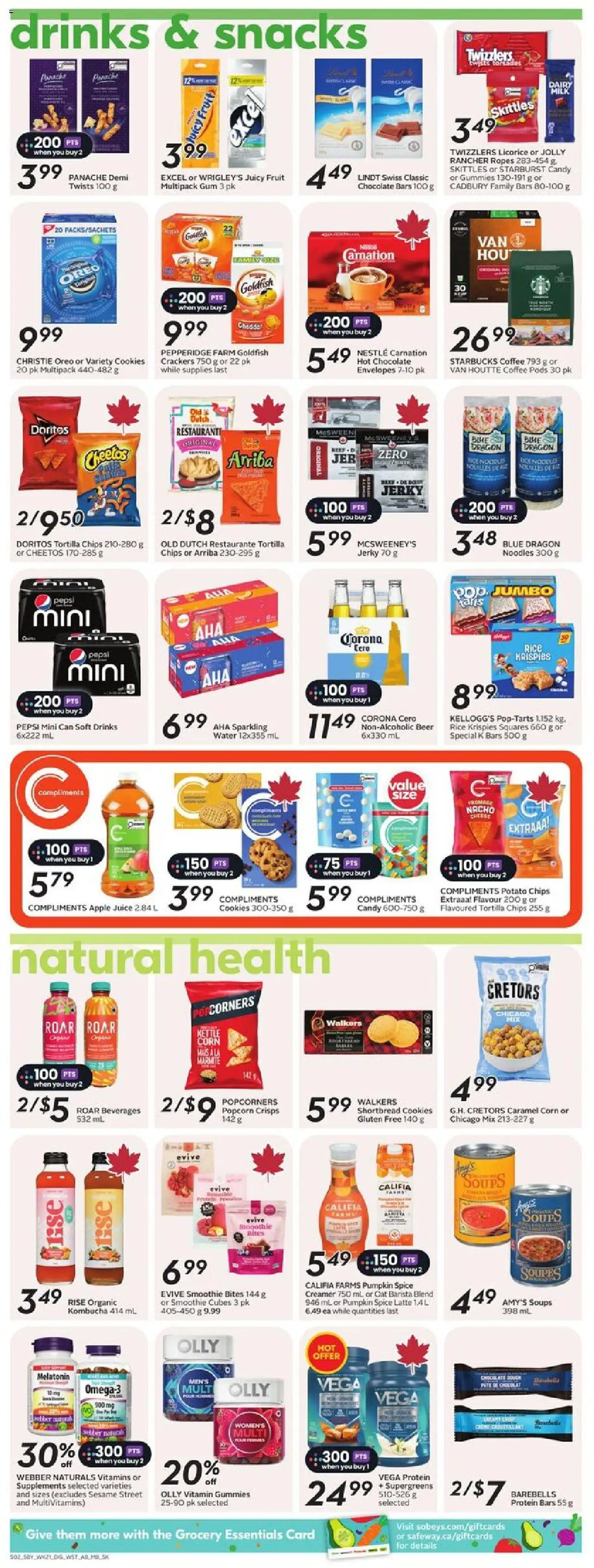 Sobeys flyer valid from 18.09.2025 | Page: 11 | Products: Noodles, Coffee, Chocolate, Pumpkin