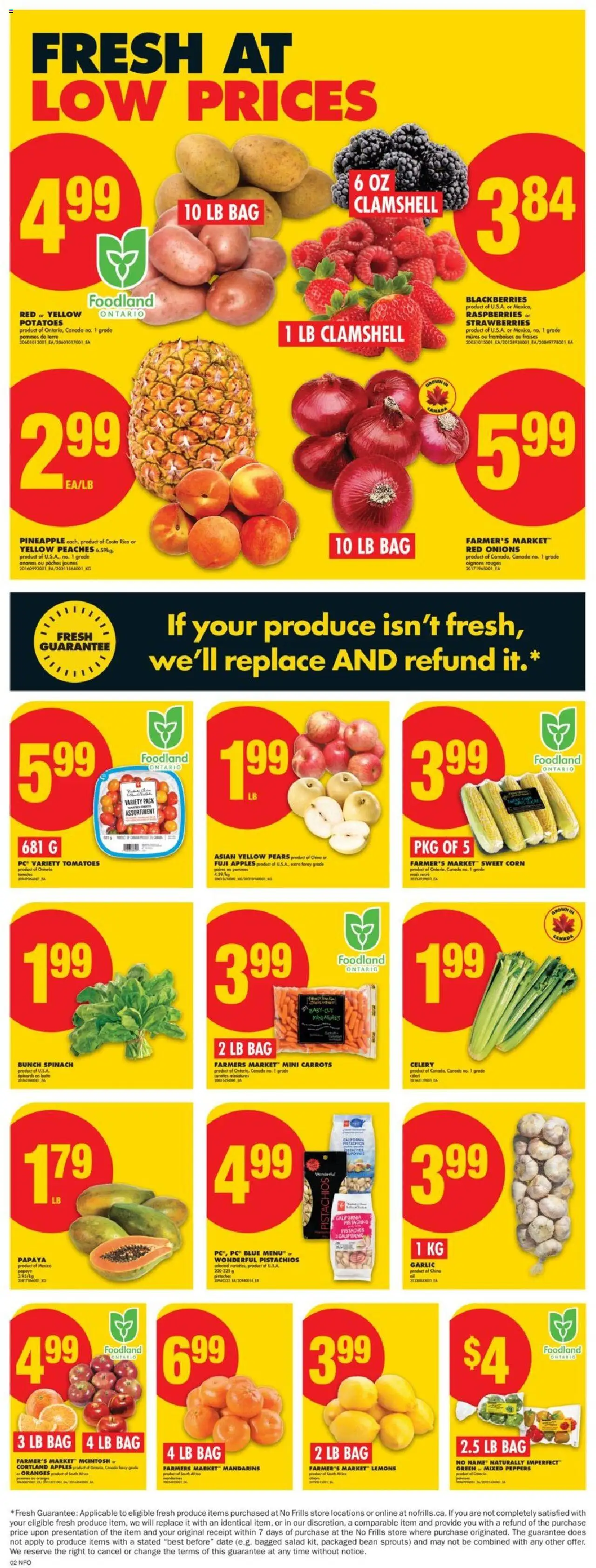 No Frills flyer valid from 18.09.2025 | Page: 3 | Products: Strawberries, Salad, Potatoes, Tomatoes