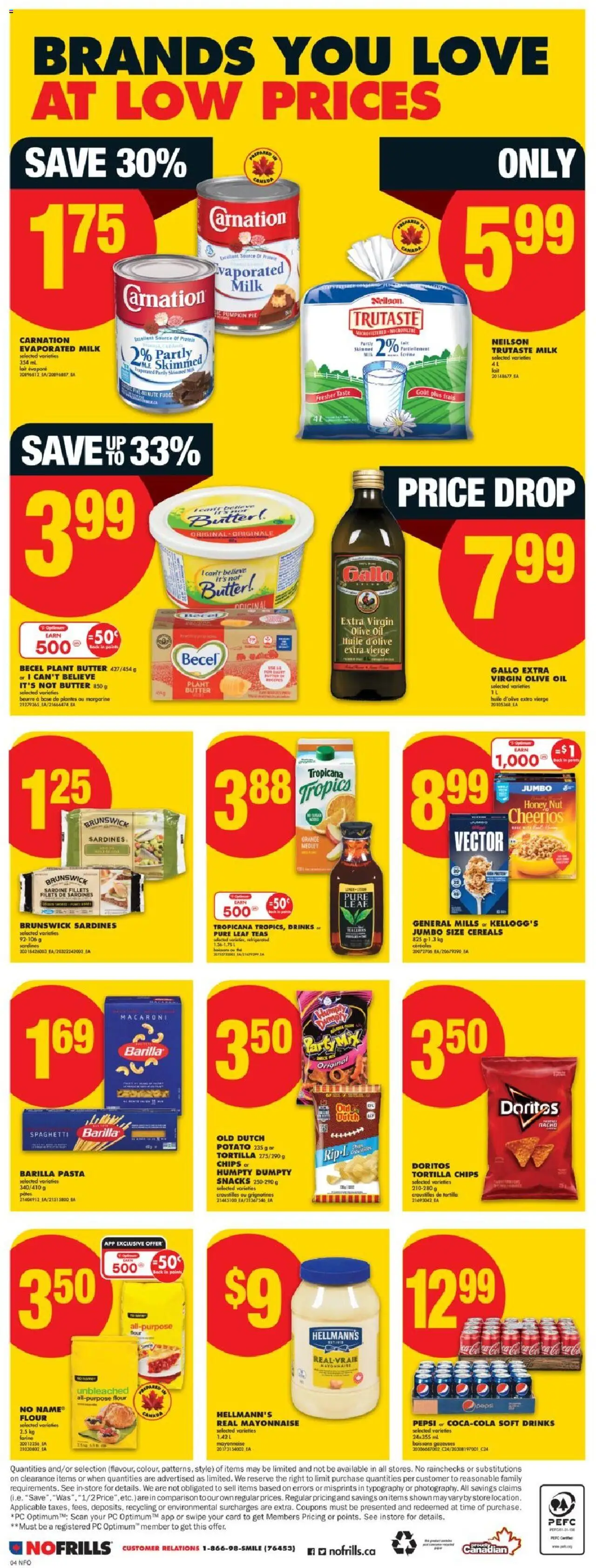 No Frills flyer valid from 18.09.2025 | Page: 5 | Products: Pasta, Chips, Butter, Juice