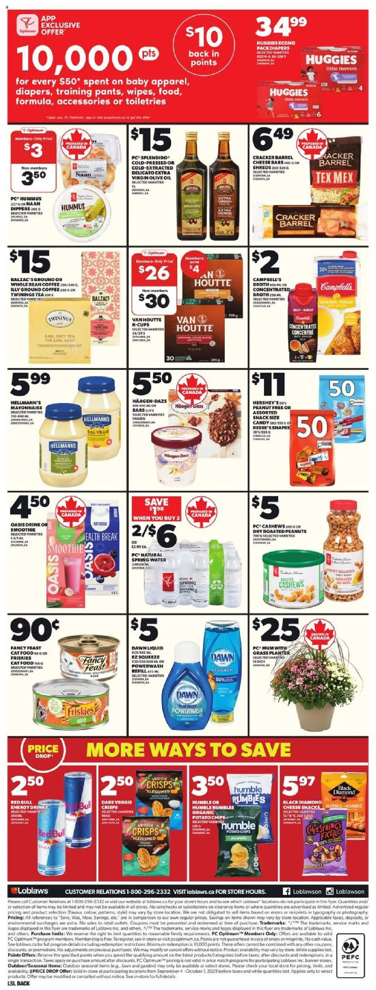 Loblaws flyer valid from 18.09.2025 | Page: 4 | Products: PC, Case, Cheese, Oil