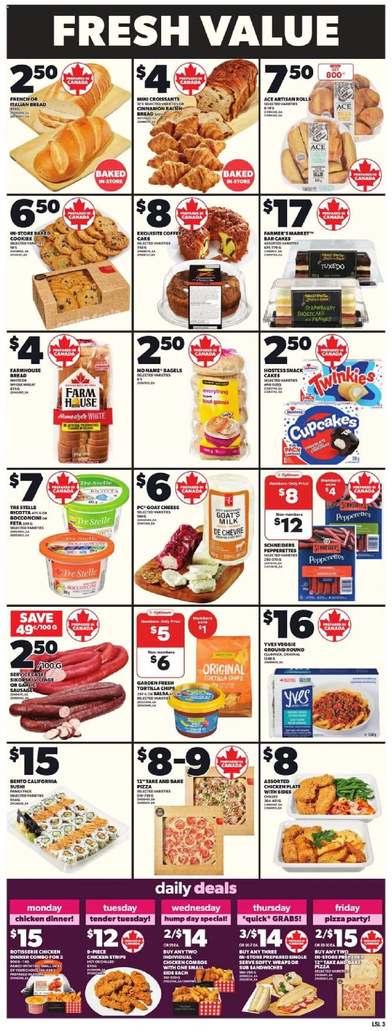 Loblaws flyer valid from 18.09.2025 | Page: 6 | Products: Milk, Bread, Chocolate, Chicken