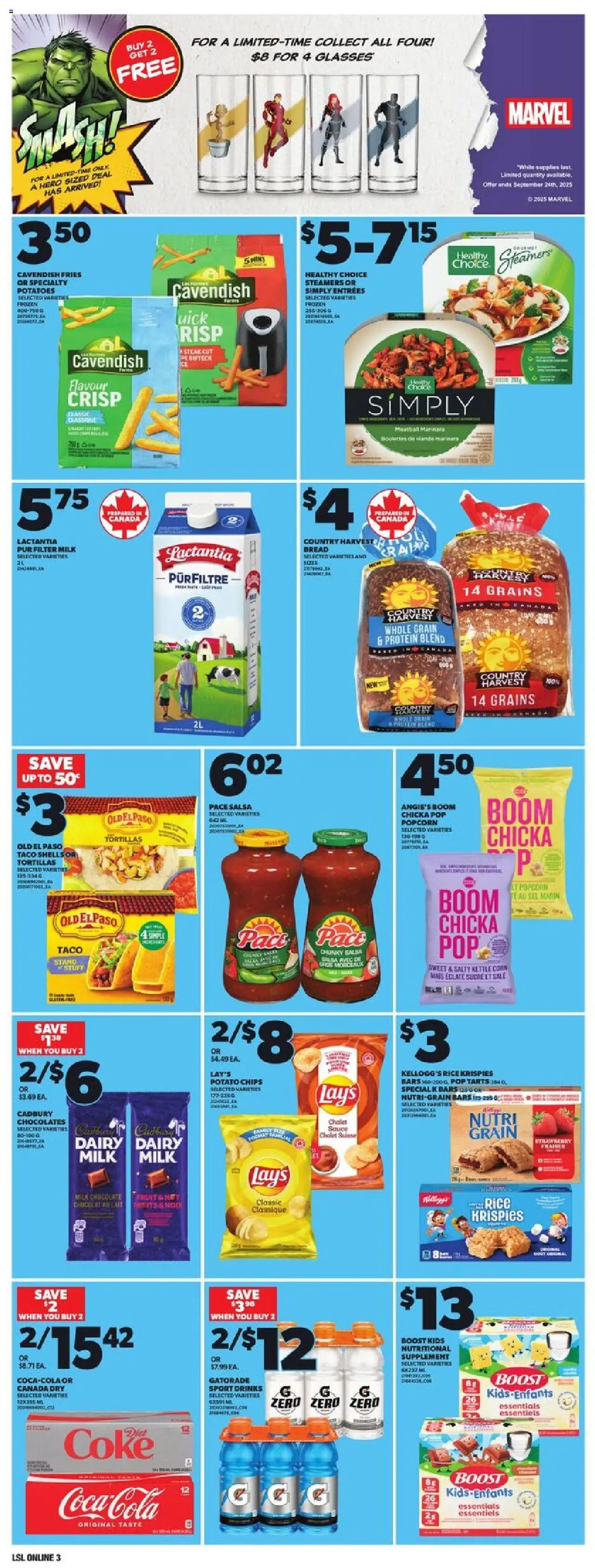 Loblaws flyer valid from 18.09.2025 | Page: 9 | Products: Chips, Glasses, Potatoes, Bread