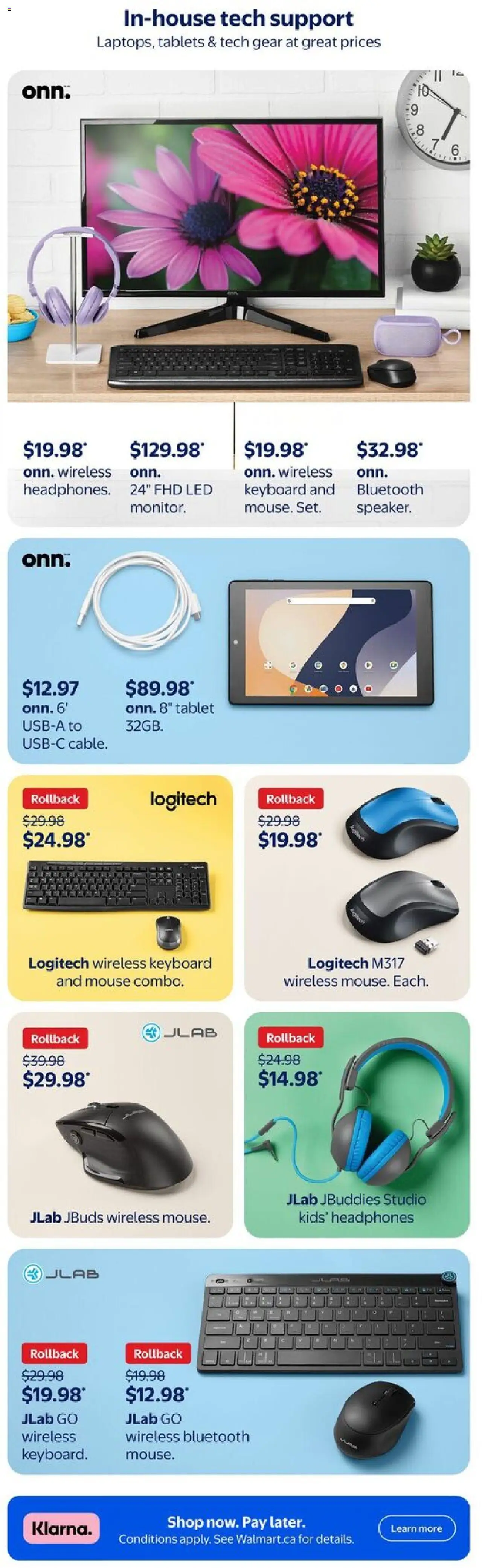 Walmart flyer valid from 07.08.2025 | Page: 37 | Products: Tablet, Mouse, Keyboard, Headphones