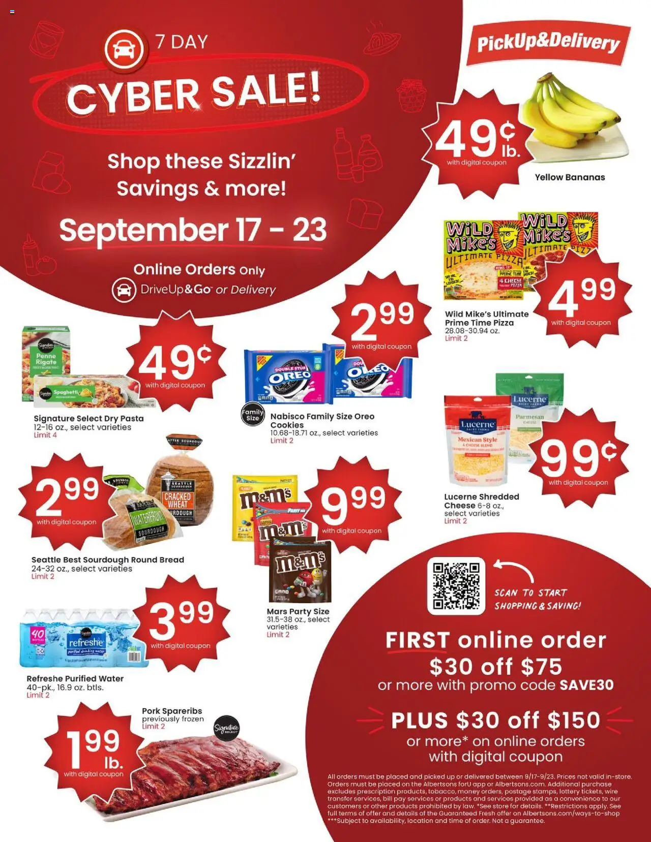 Albertsons Cyber Sale - valid from 17.09.2025 | Page: 1 | Products: Wire, Pizza, Pasta, Water