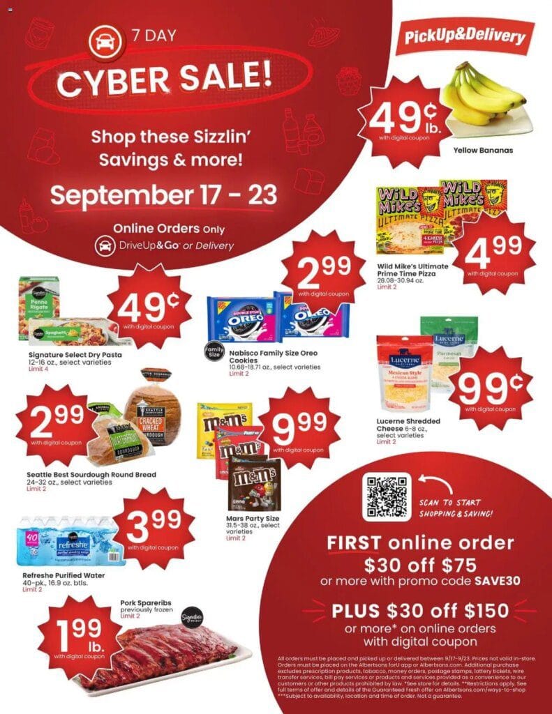 Albertsons sales ad Wednesday 17 September Cyber Sale