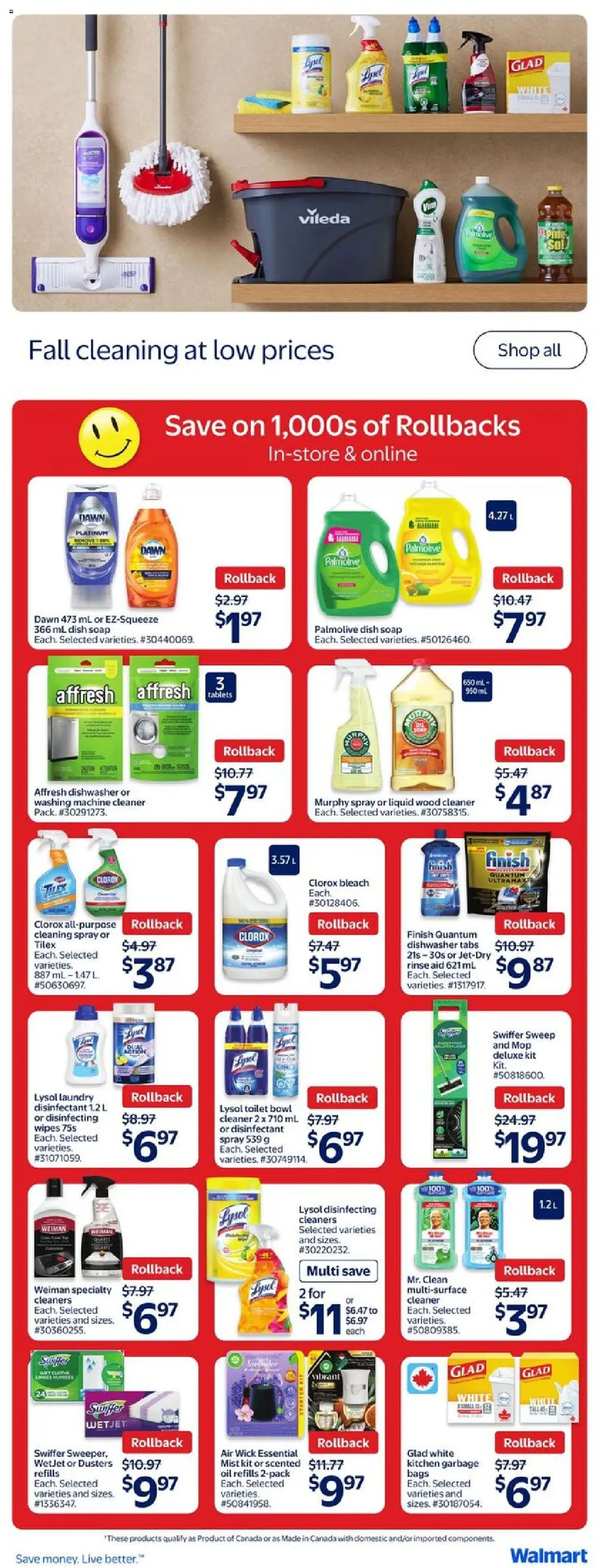 Walmart flyer valid from 11.09.2025 | Page: 14 | Products: Washing machine, Dishwasher, Soap, Oil