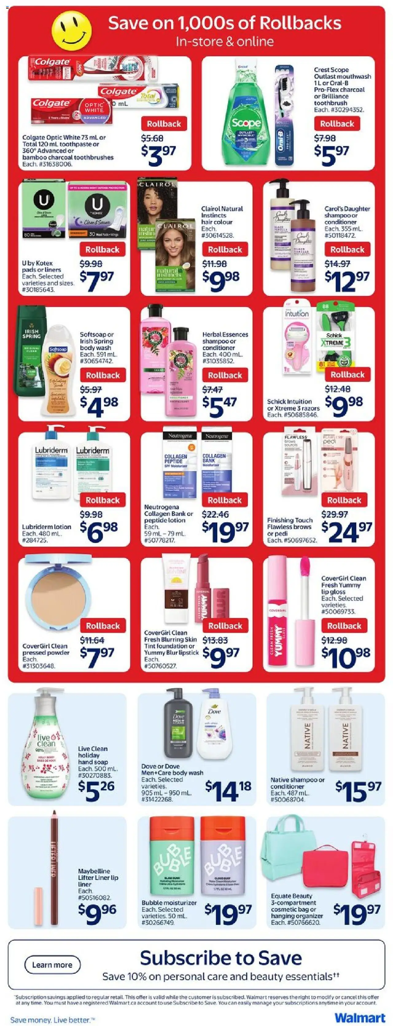 Walmart flyer valid from 11.09.2025 | Page: 15 | Products: Lip gloss, Soap, Body wash, Mouthwash