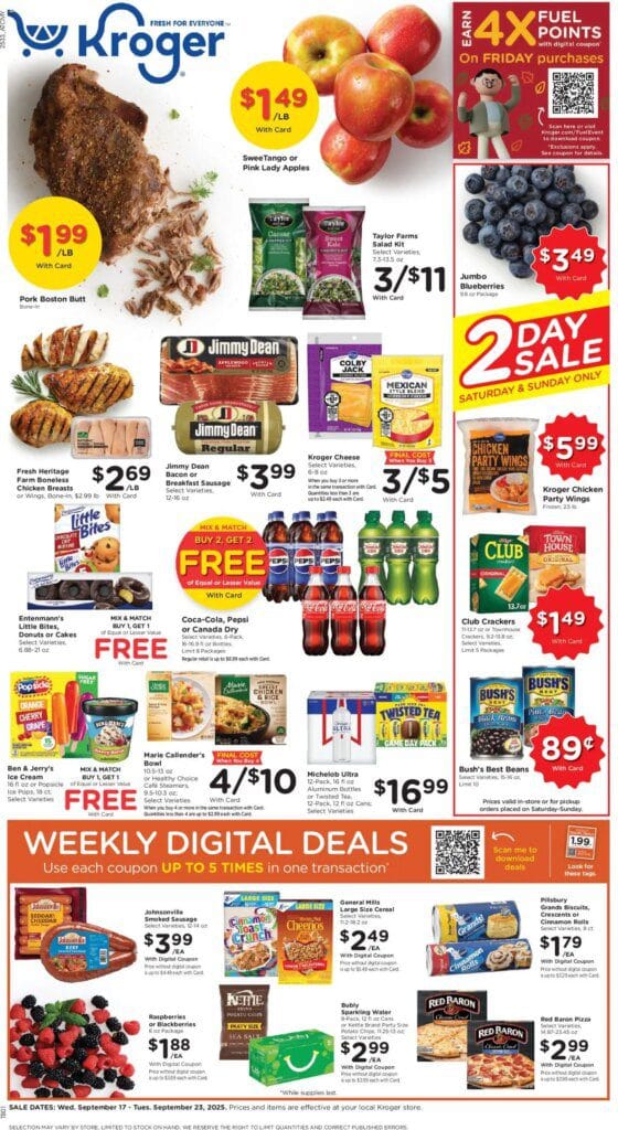 Kroger grocery ad Wednesday 17 September