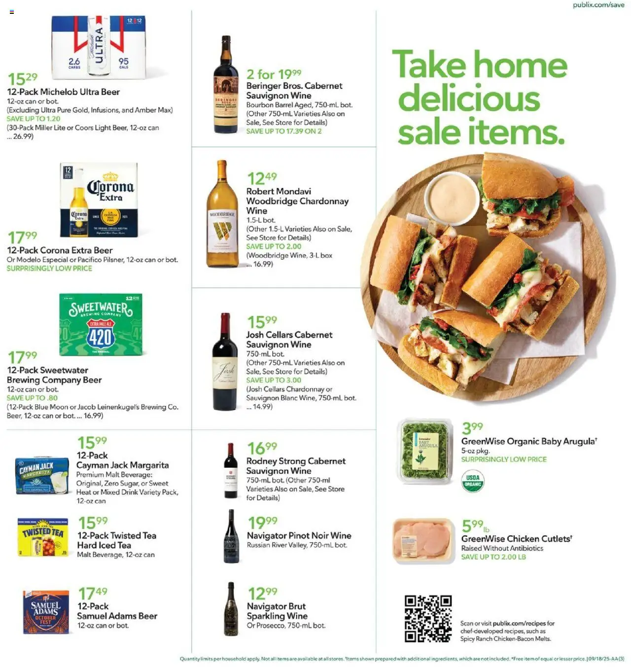 Publix Weekly Ad - valid from 17.09.2025 | Page: 3 | Products: Box, Beer, Tea, Bourbon