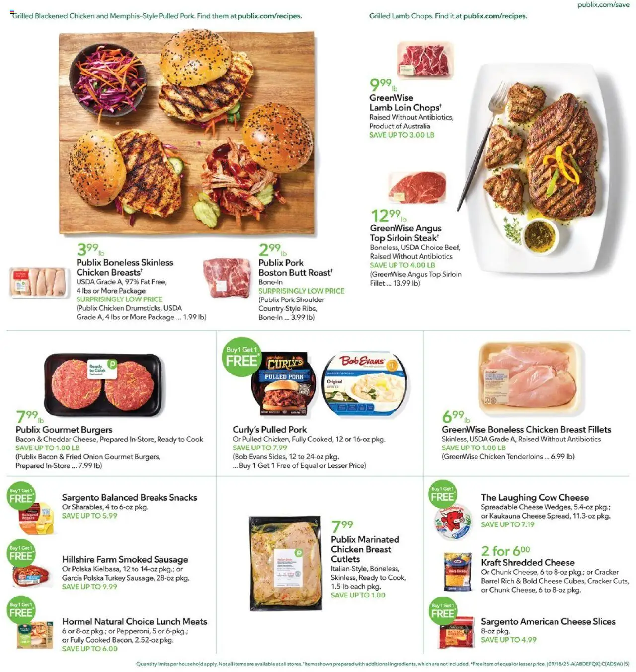 Publix Weekly Ad - valid from 17.09.2025 | Page: 5 | Products: Pork, Potatoes, Sausage, Onion