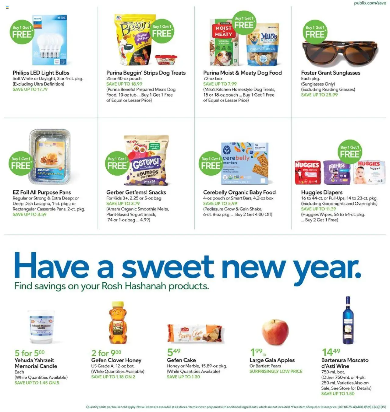 Publix Weekly Ad - valid from 17.09.2025 | Page: 15 | Products: Dog Treats, Yogurt, Glasses, UPS