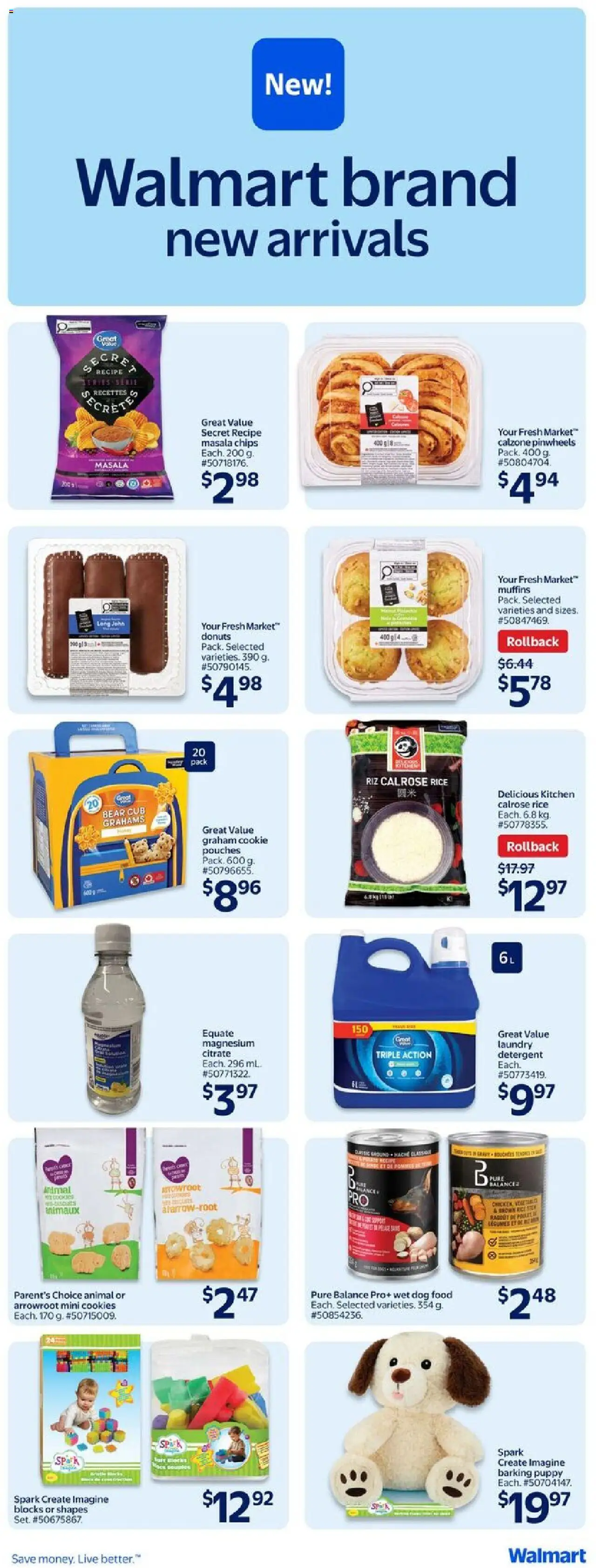 Walmart flyer valid from 11.09.2025 | Page: 9 | Products: Rice, Chips, Cookies, Detergent
