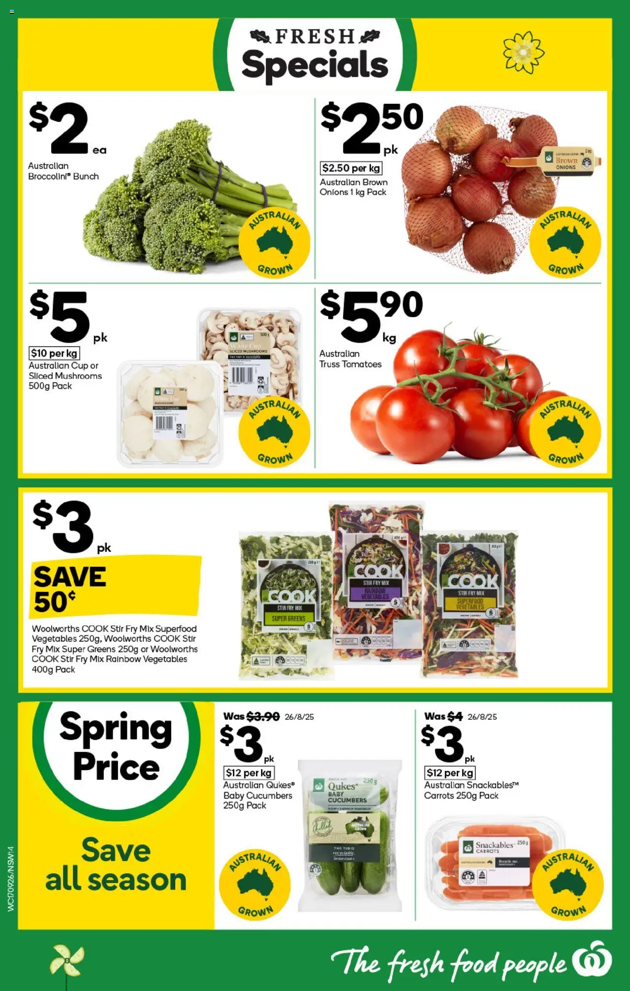 Woolworths catalogue - valid from 17.09.2025 | Page: 14 | Products: Mushrooms, Carrots, Cucumbers, Greens