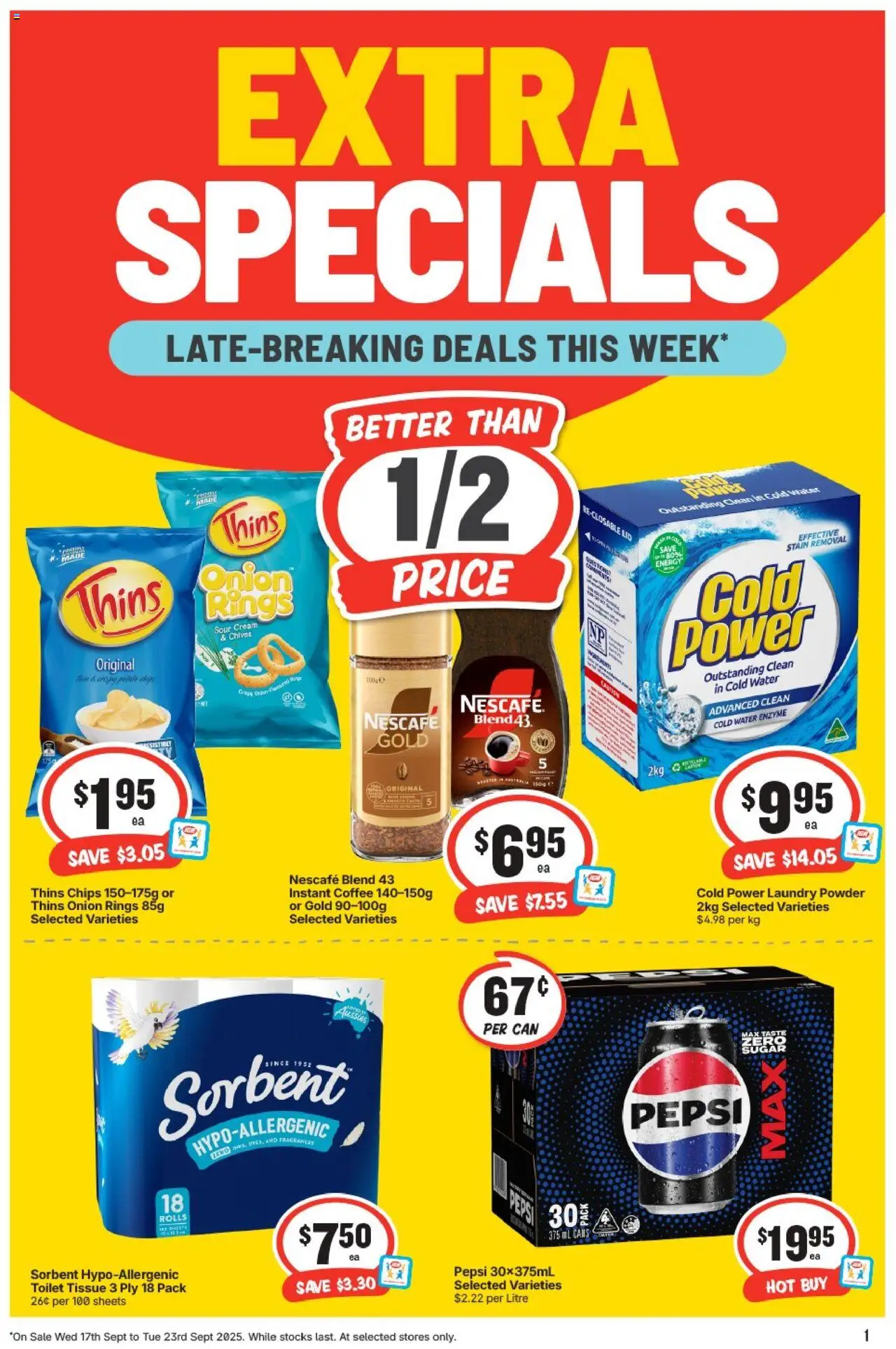 IGA catalogue - valid from 17.09.2025 | Page: 1 | Products: Coffee, Mask, Water, Nescafe