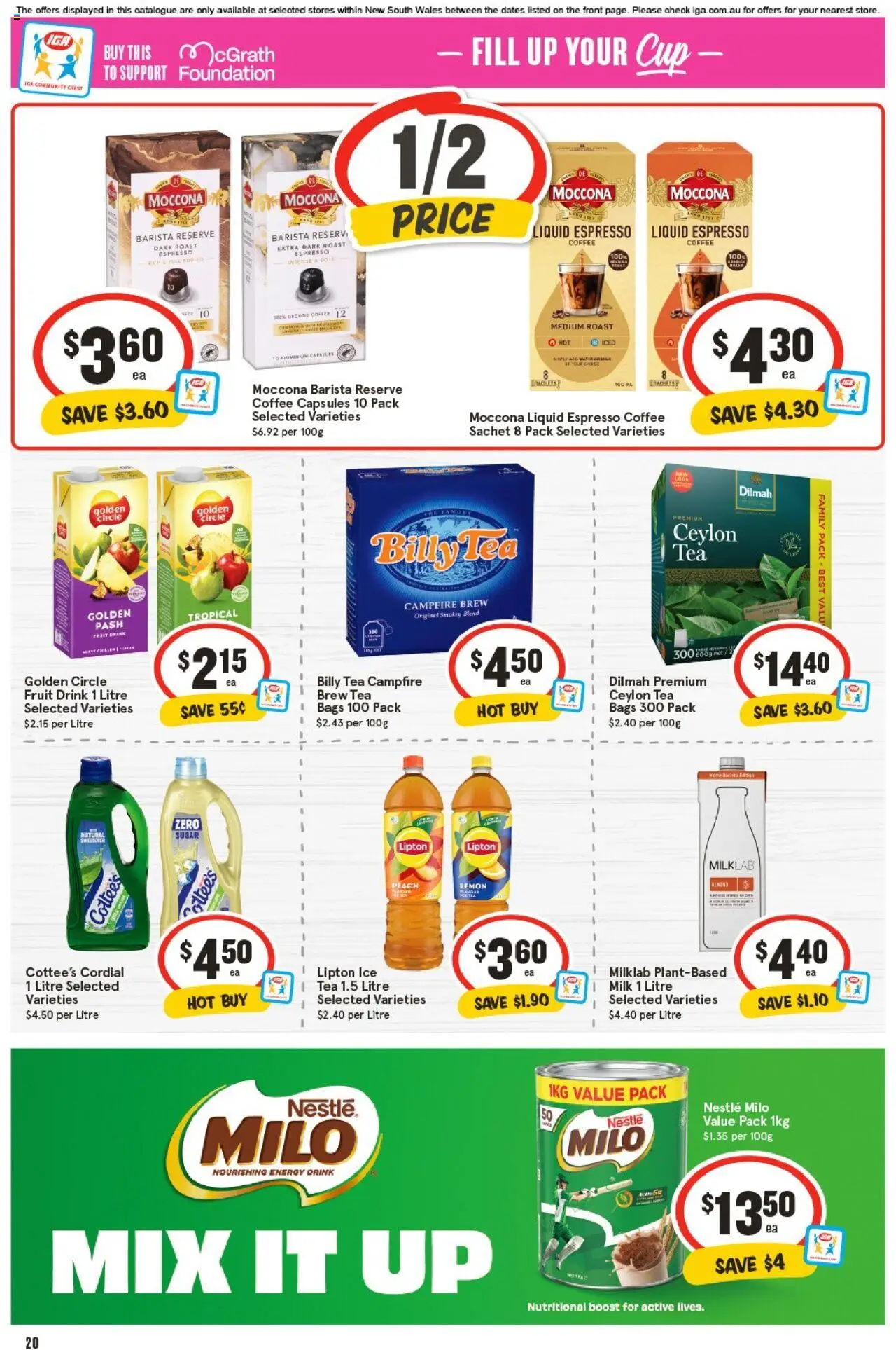 IGA catalogue - valid from 17.09.2025 | Page: 19 | Products: Milk, Energy drink, Lemon, Moccona