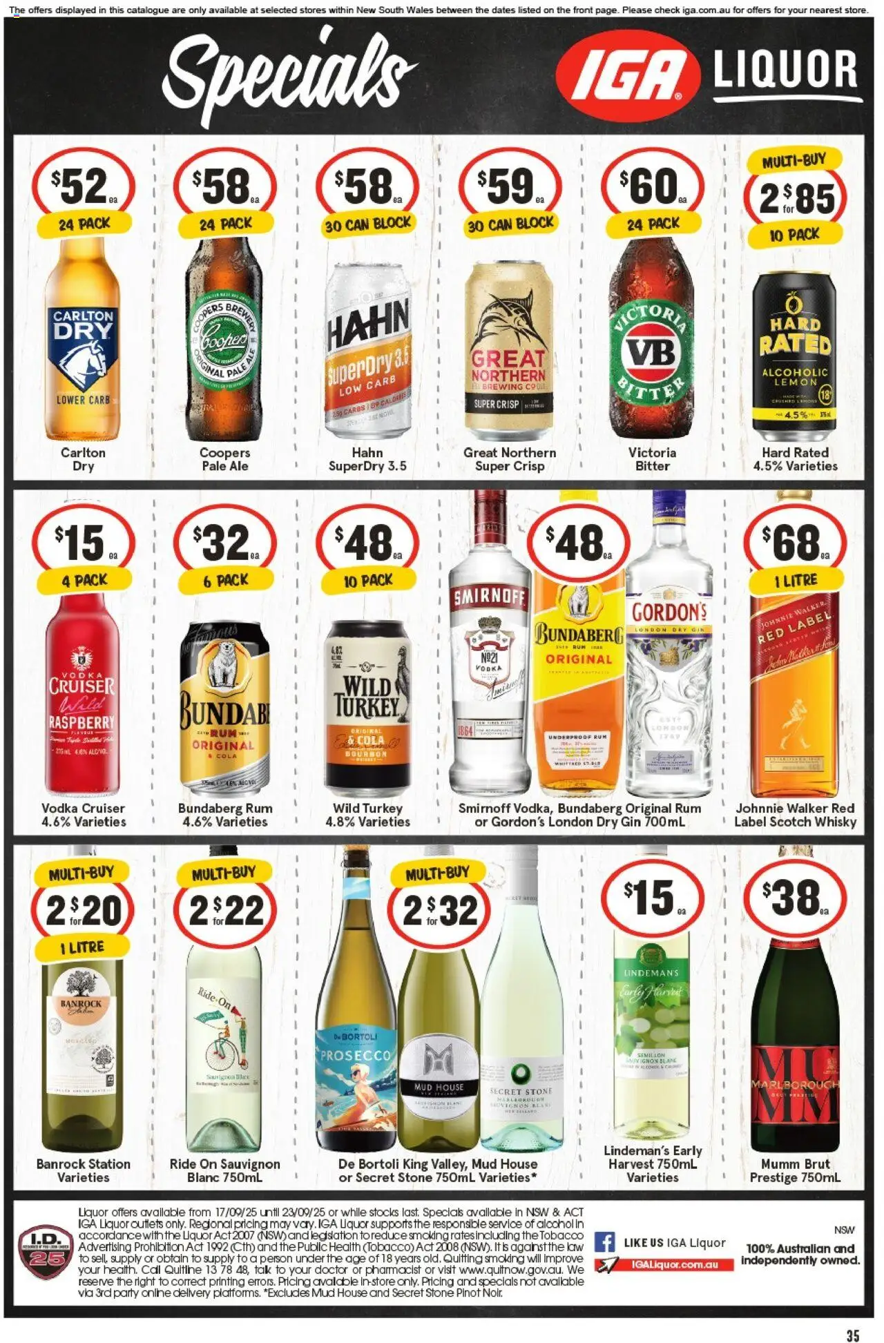IGA catalogue - valid from 17.09.2025 | Page: 34 | Products: Gin, Vodka, Scotch, Raspberry
