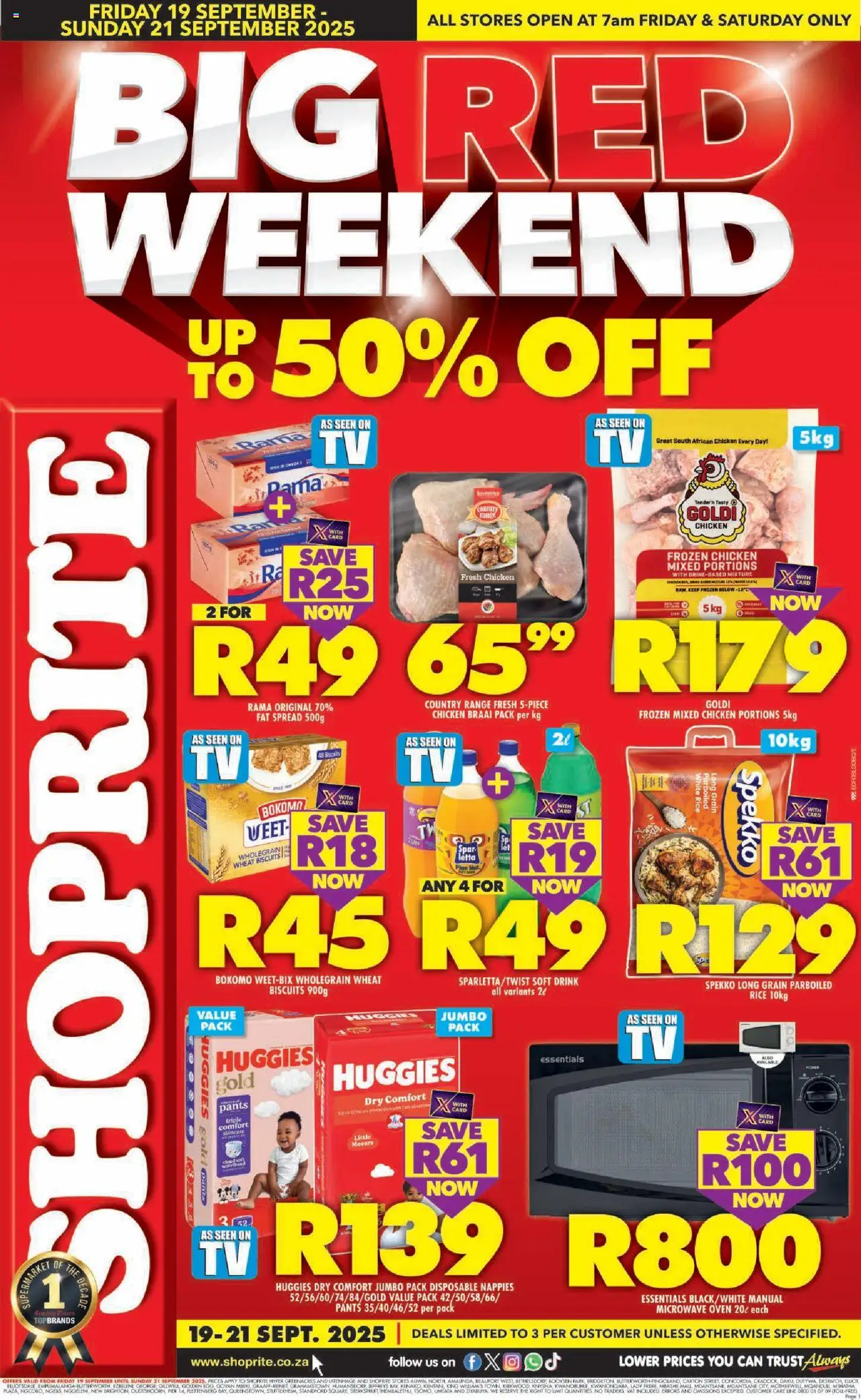 New Shoprite catalogue – valid from 19.09.2025 | Page: 1 | Products: Pants, Oven, Microwave oven, Microwave