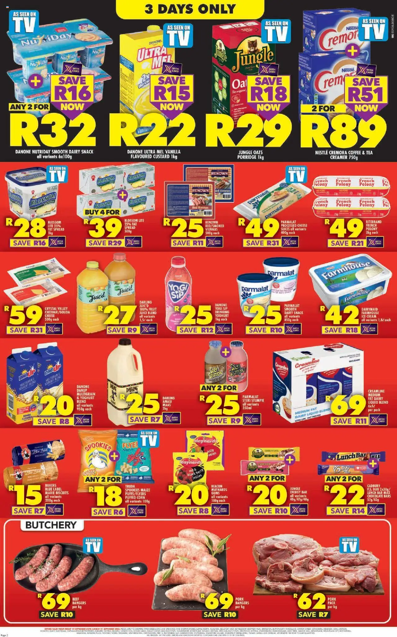 New Shoprite catalogue – valid from 19.09.2025 | Page: 2 | Products: Cheese, Pork, Tea, Beef
