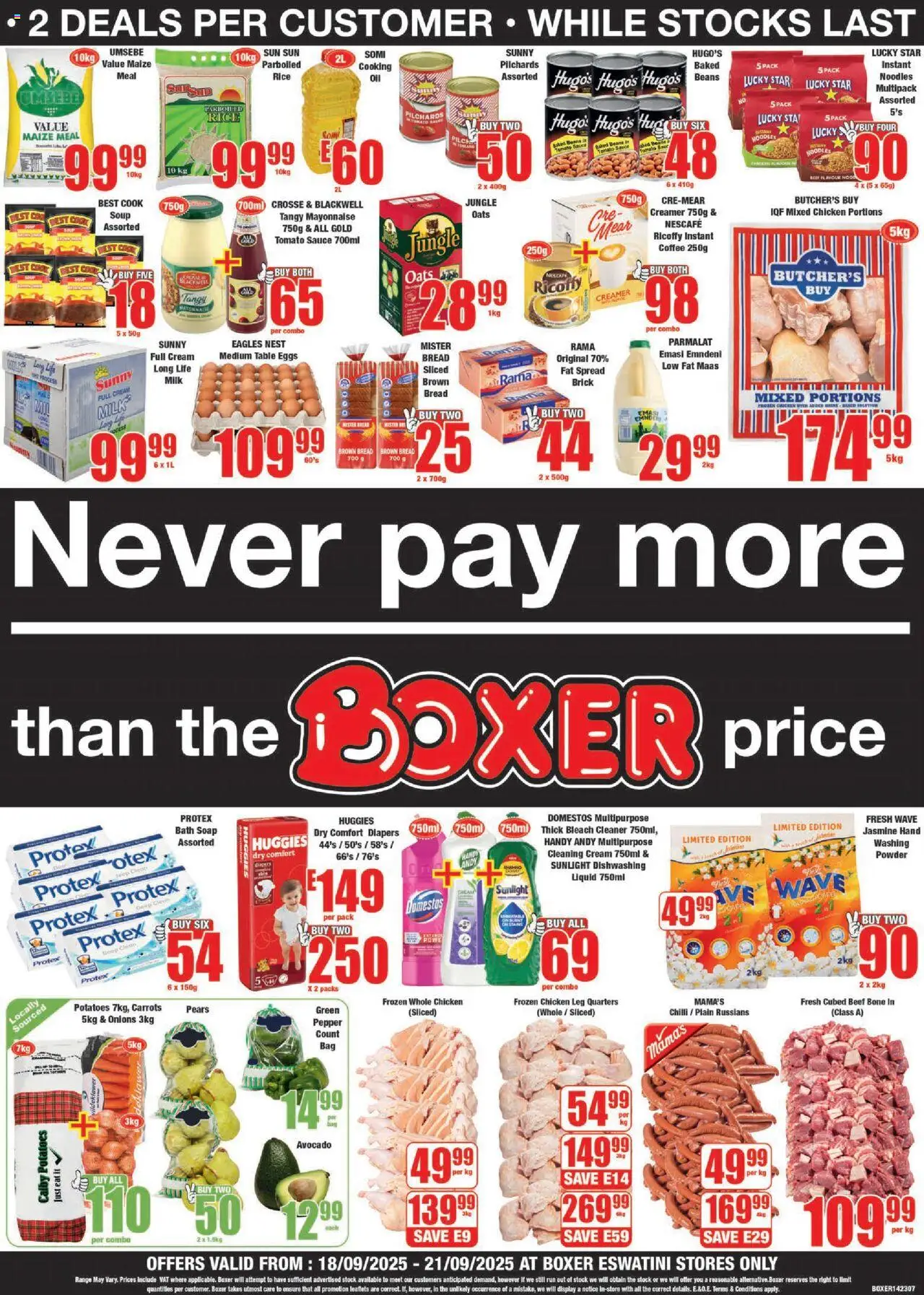 New Boxer catalogue – valid from 18.09.2025 | Page: 1 | Products: Bath, Maize meal, Eggs, Chilli