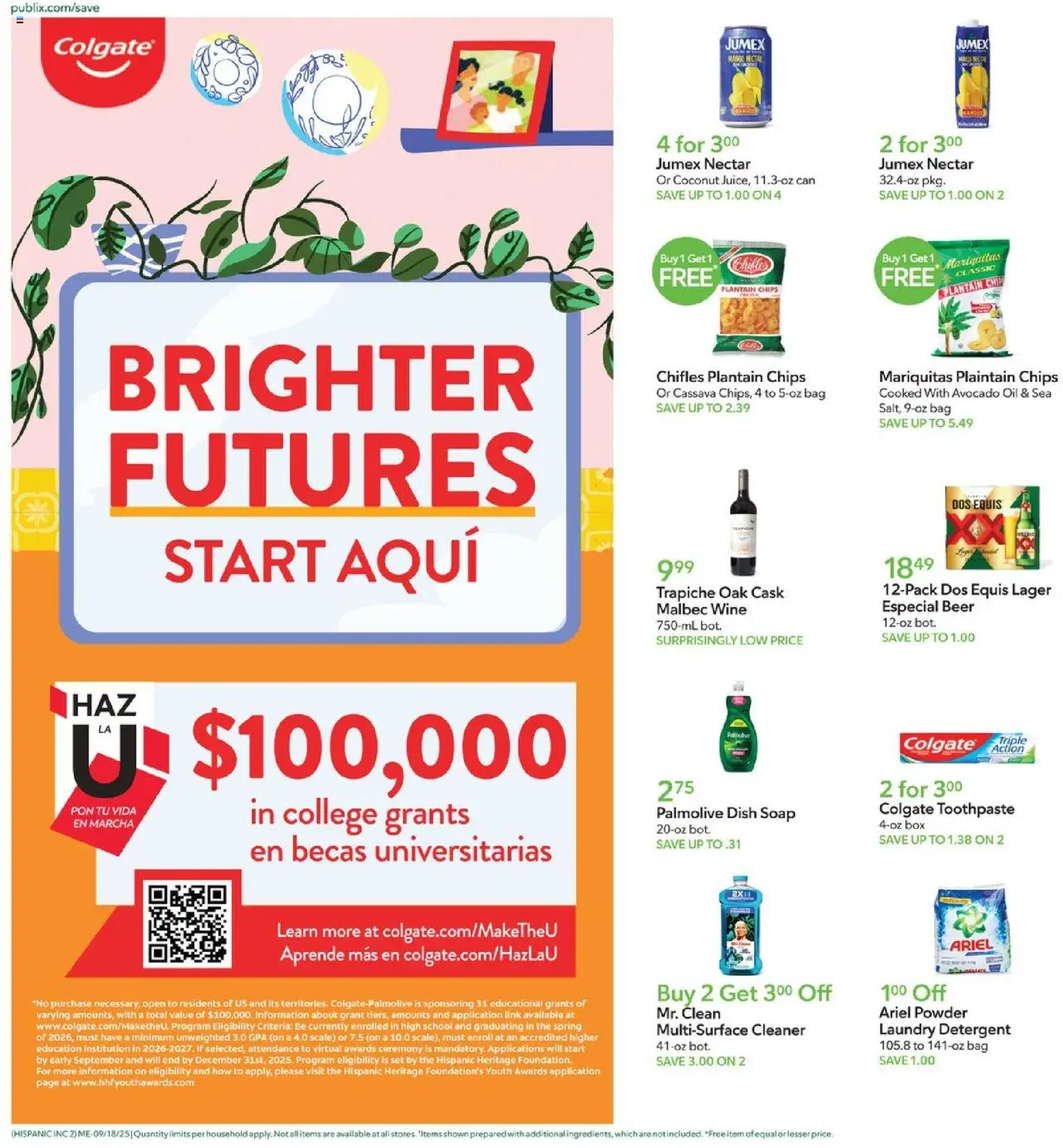 Publix Hispanic Ad - valid from 18.09.2025 | Page: 2 | Products: Box, Beer, Toothpaste, Avocado