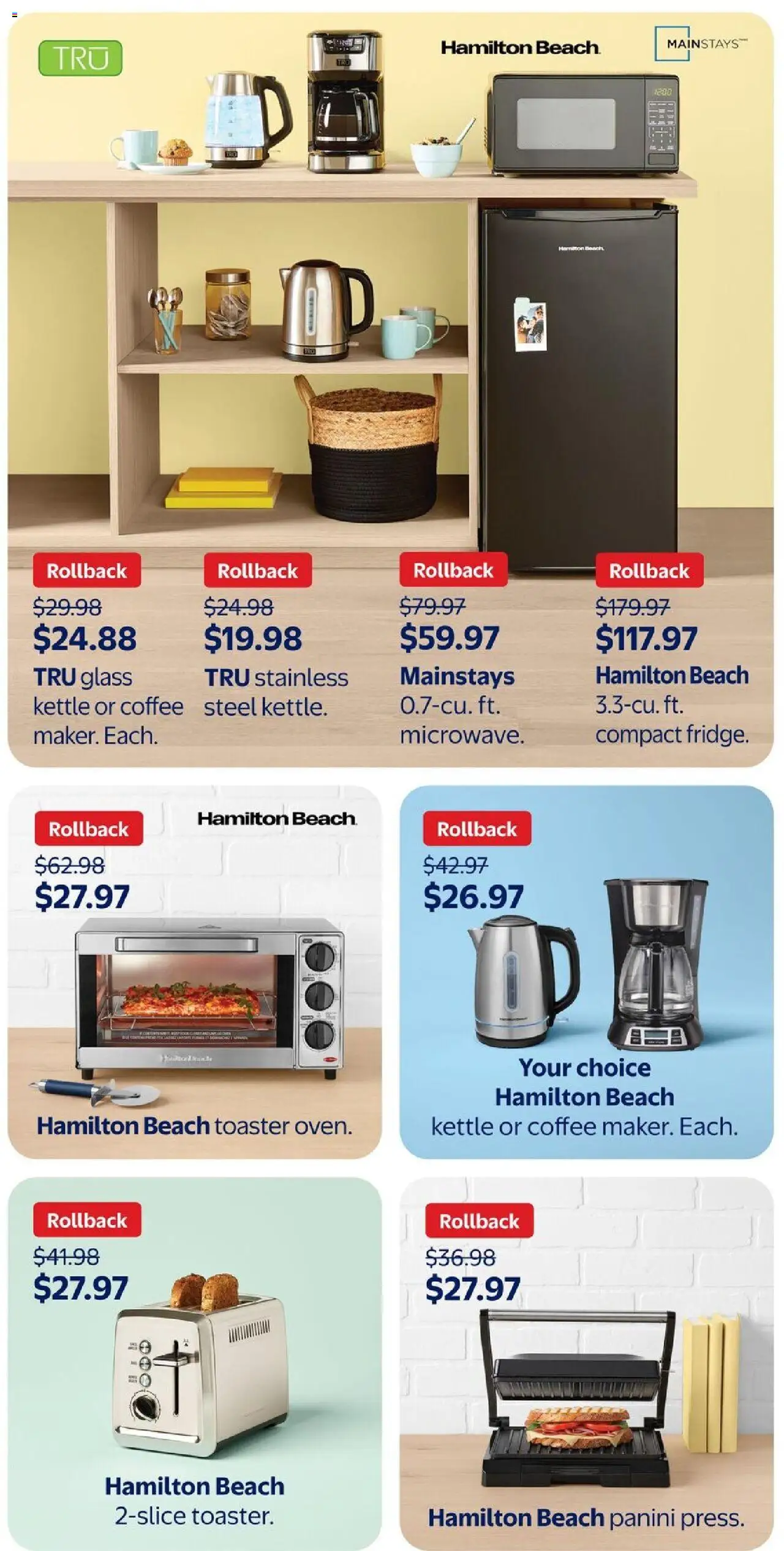 Walmart flyer valid from 07.08.2025 | Page: 19 | Products: Kettle, Toaster, Coffee