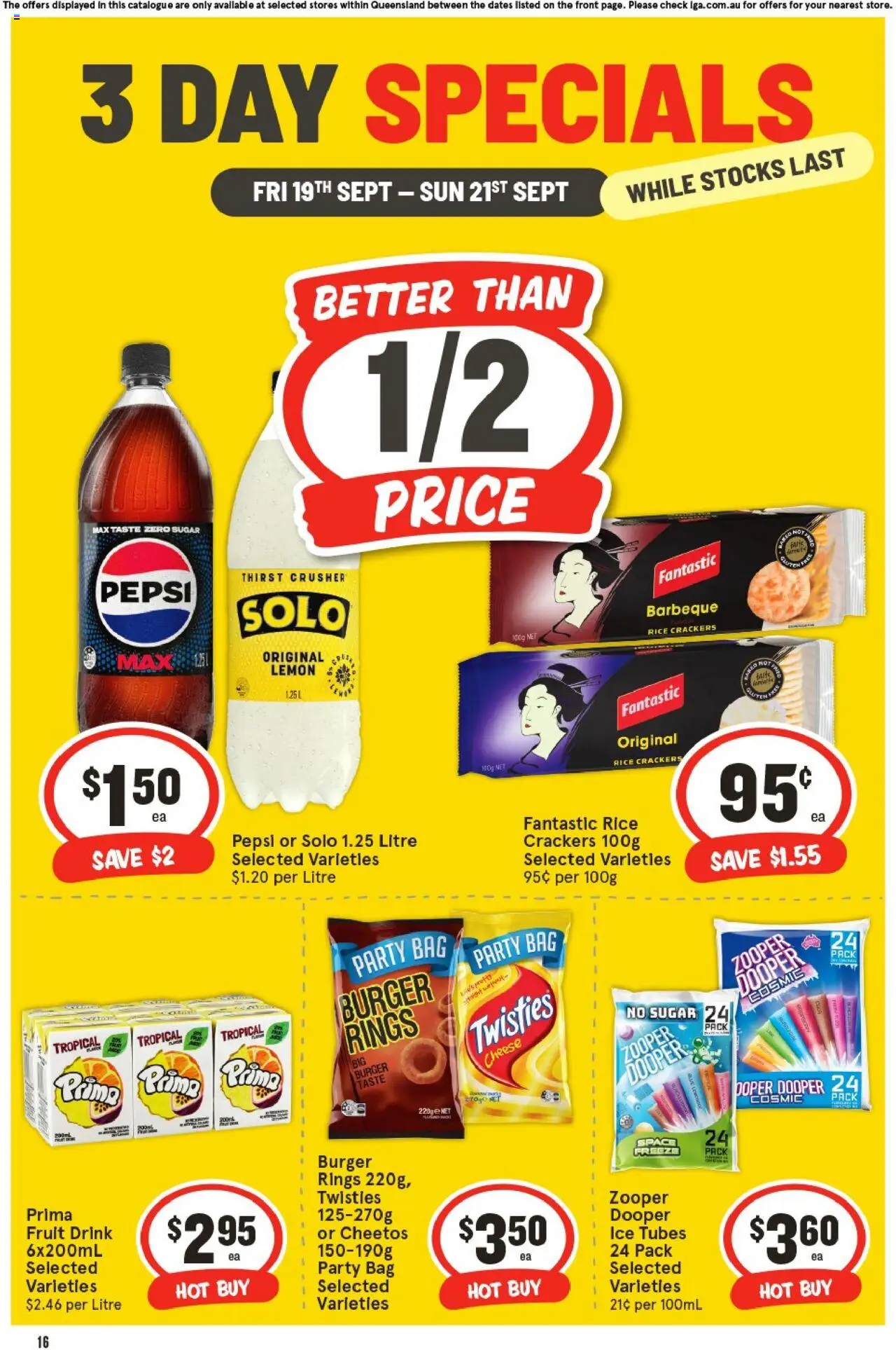 IGA catalogue - valid from 19.09.2025 | Page: 4 | Products: Crackers, Cheese, Pepsi, Sugar