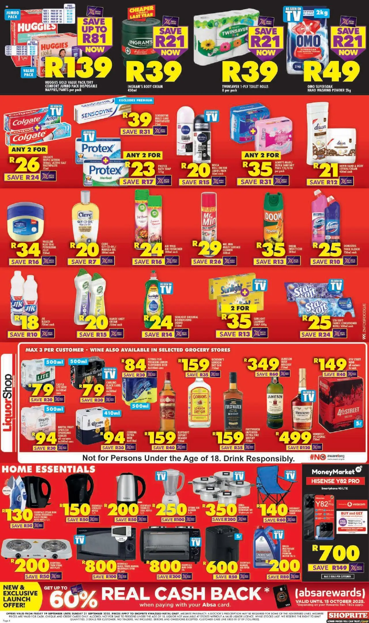New Shoprite catalogue – valid from 19.09.2025 | Page: 4 | Products: Smartphone, Fryer, Oil, Fish