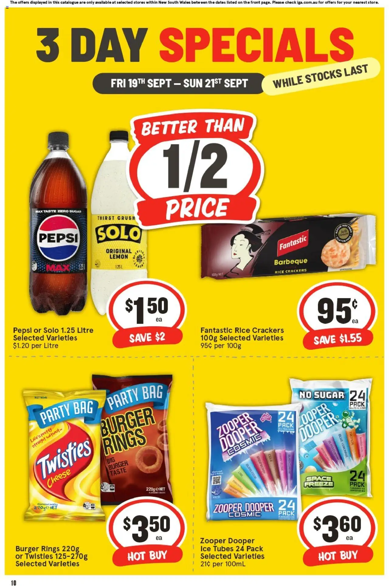 IGA catalogue - valid from 19.09.2025 | Page: 2 | Products: Crackers, Cheese, Pepsi, Lemon