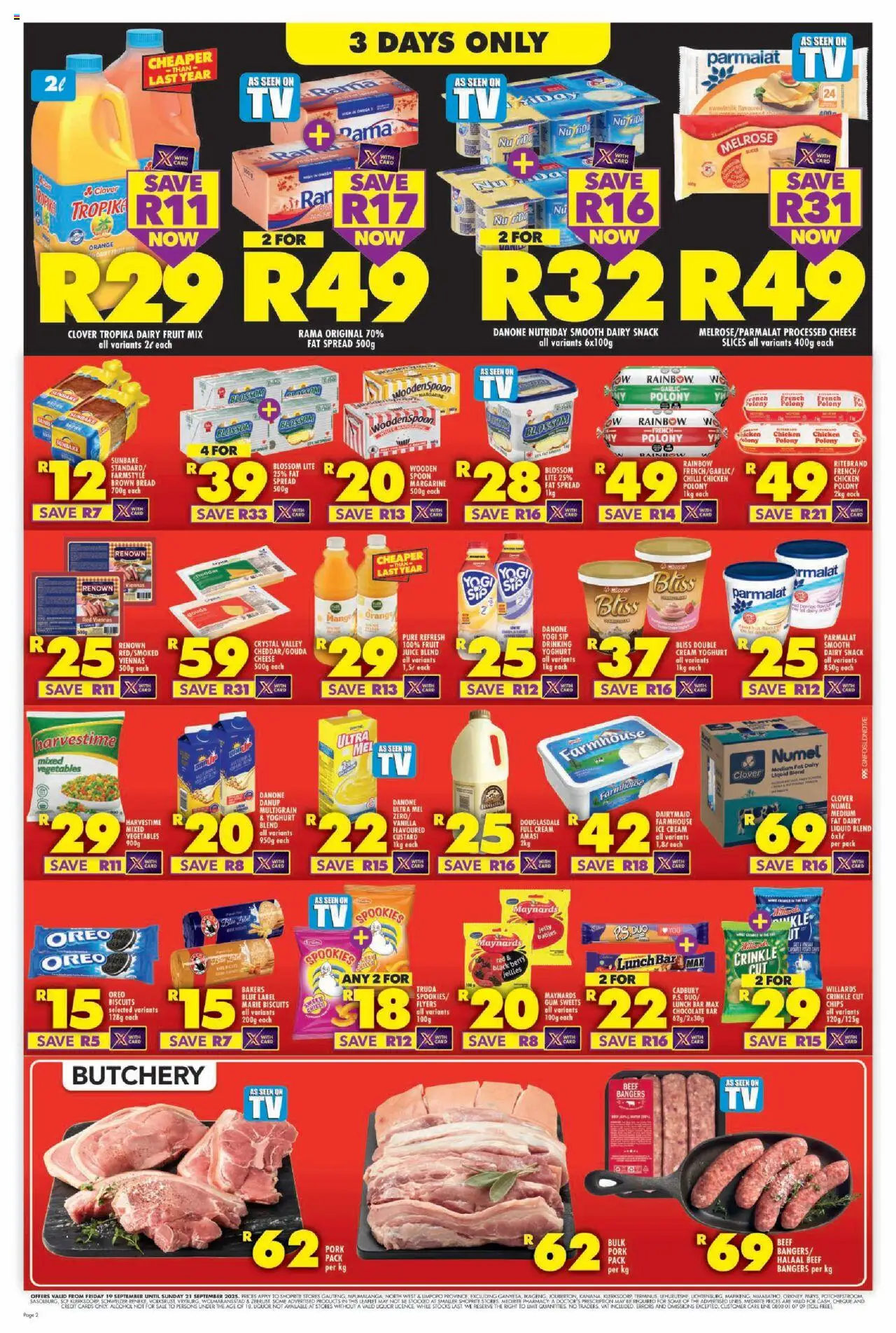 New Shoprite catalogue – valid from 19.09.2025 | Page: 2 | Products: Custard, Chips, Garlic, Chilli