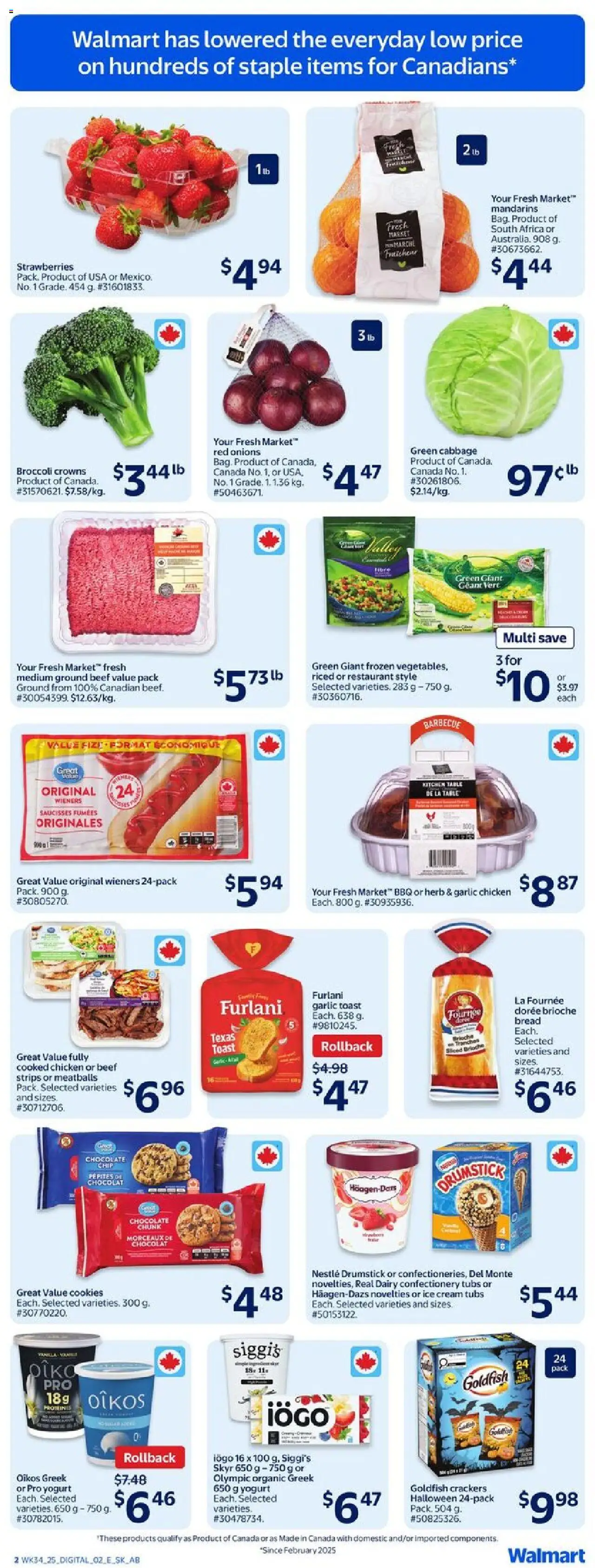 Walmart flyer valid from 18.09.2025 | Page: 3 | Products: Ice cream, Table, Yogurt, Bread