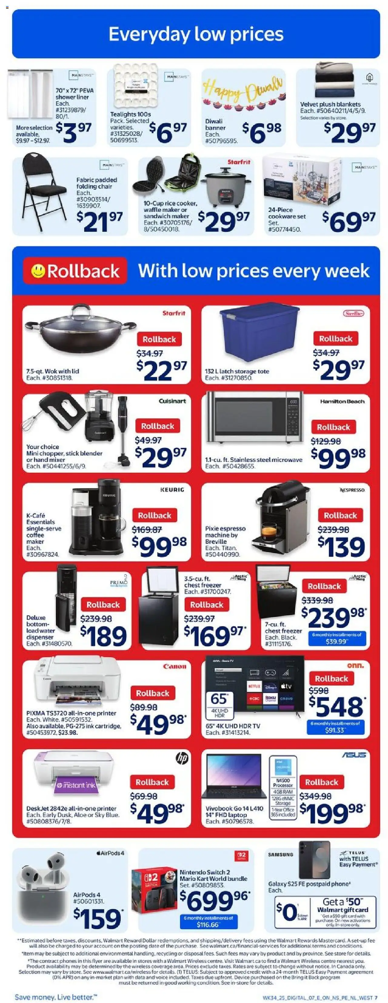 Walmart flyer valid from 18.09.2025 | Page: 12 | Products: Freezer, Sandwich maker, Shower, Coffee