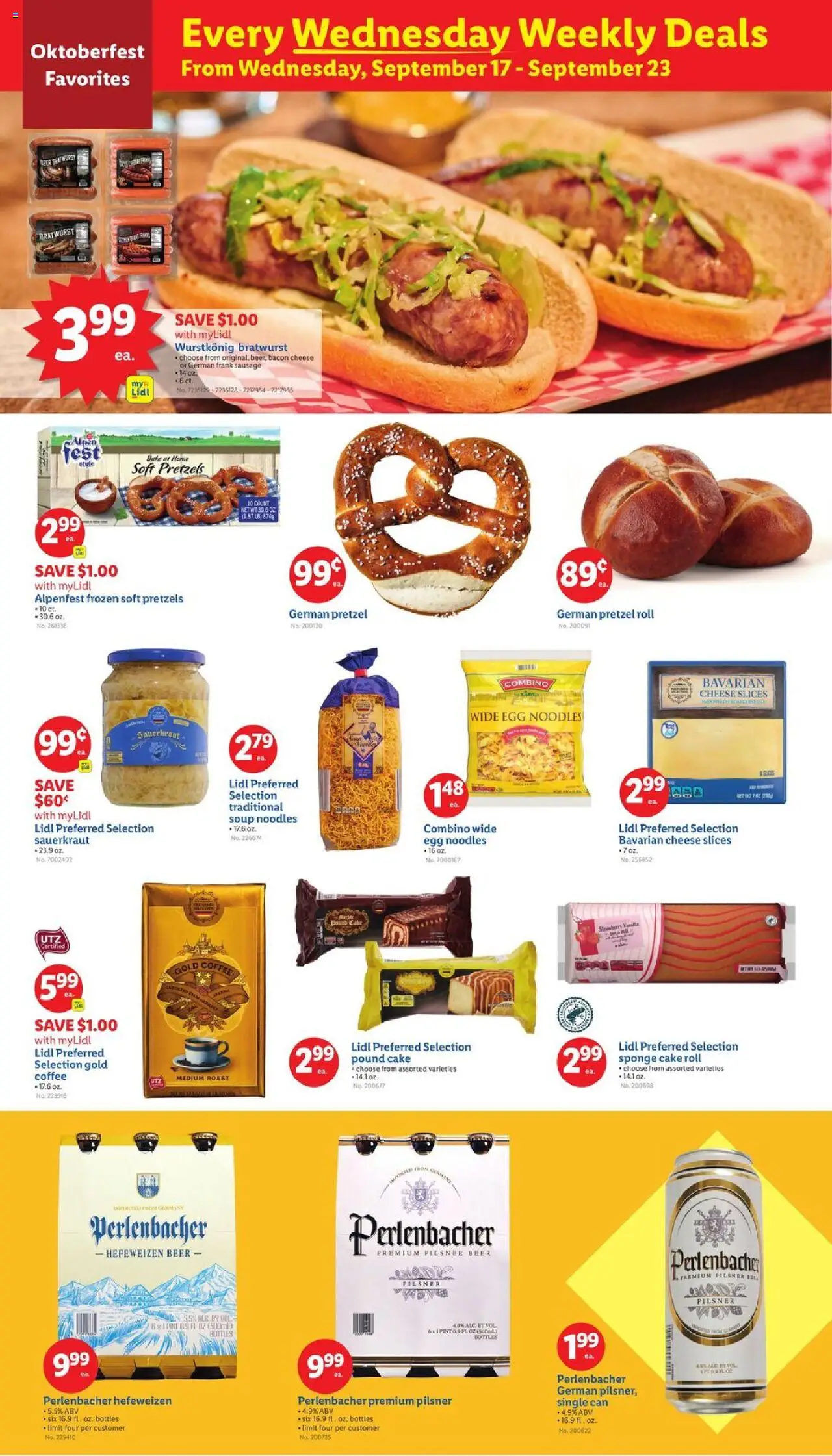 Lidl Weekly Ad - WA - valid from 17.09.2025 | Page: 4 | Products: Cheese, Coffee, Sponge, Sausage